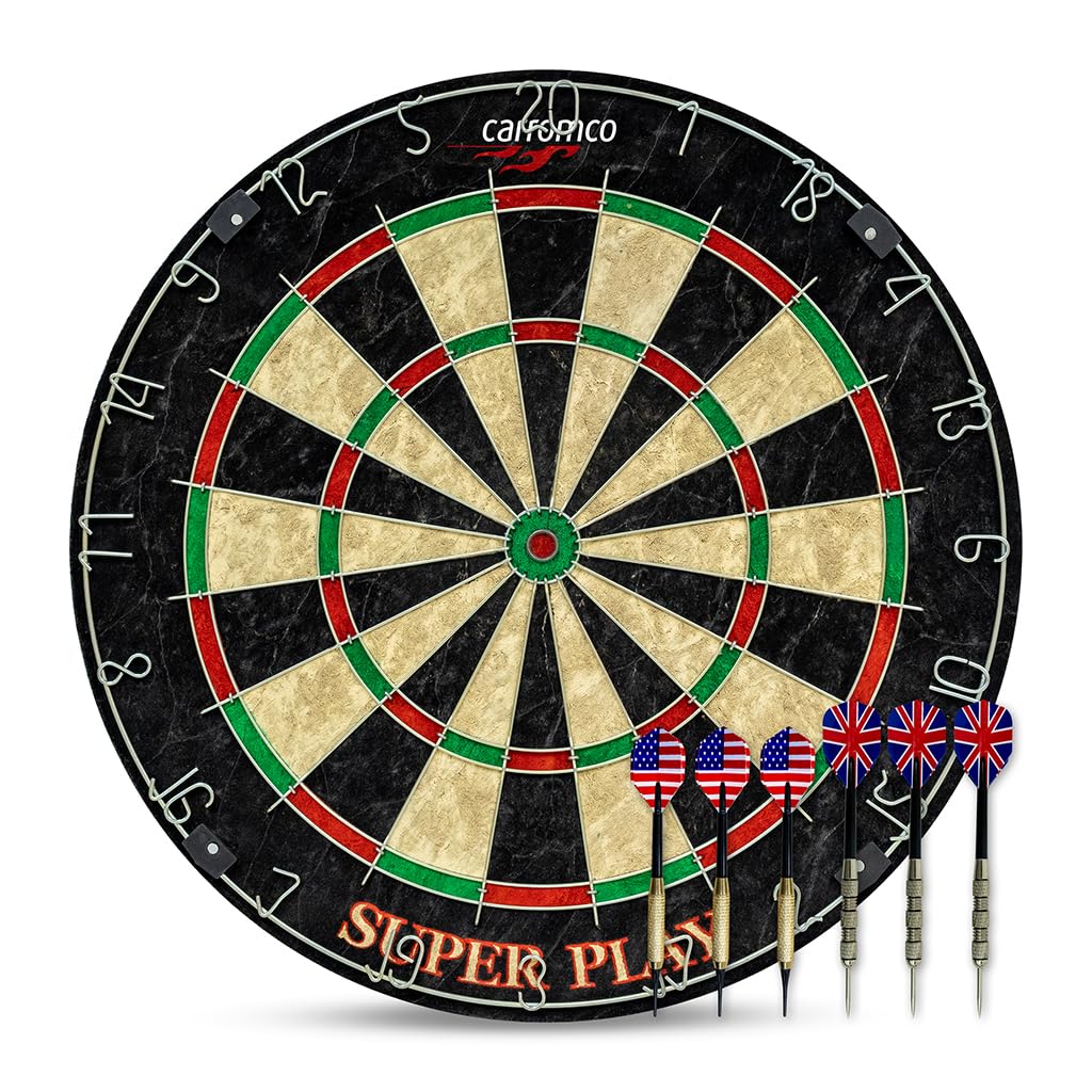 Carromco Superplay Dartscheibe Turniergröße mit 6 Darts