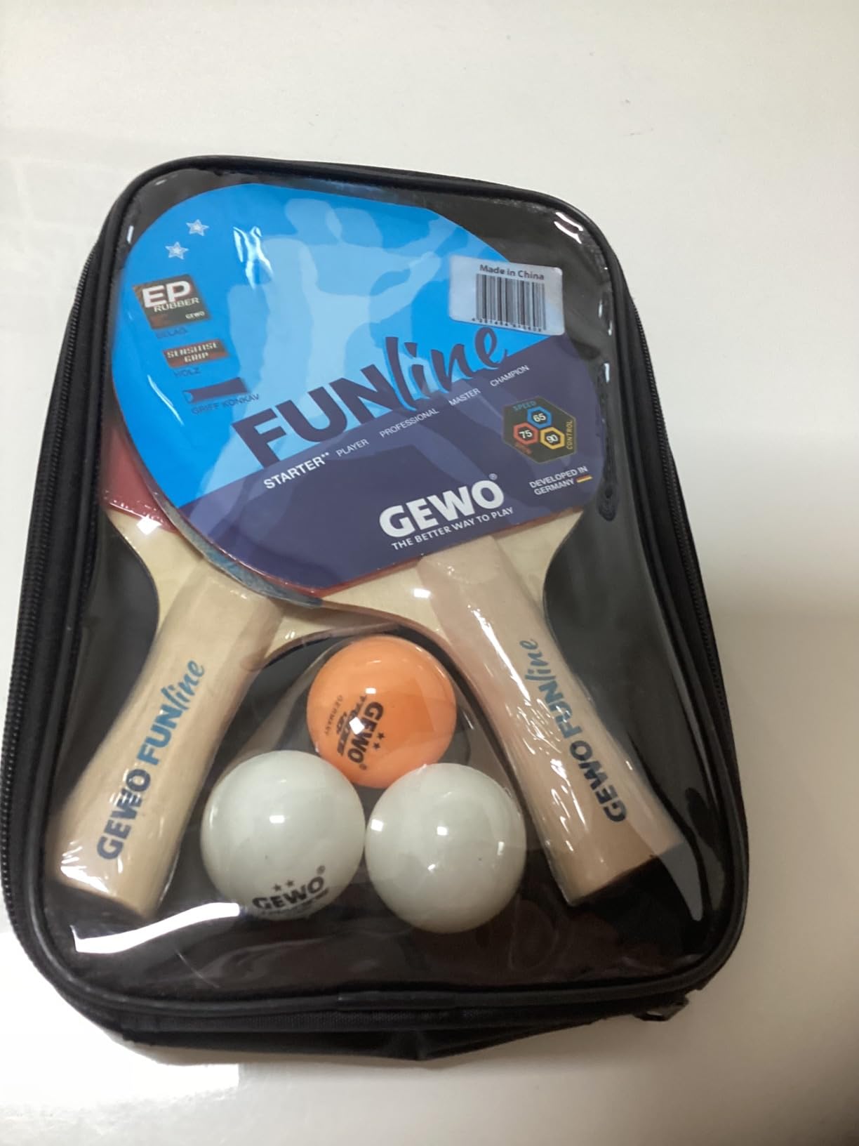 GEWO Fun Tischtennisset 2 Schläger 3 Bälle Tasche Hobby
