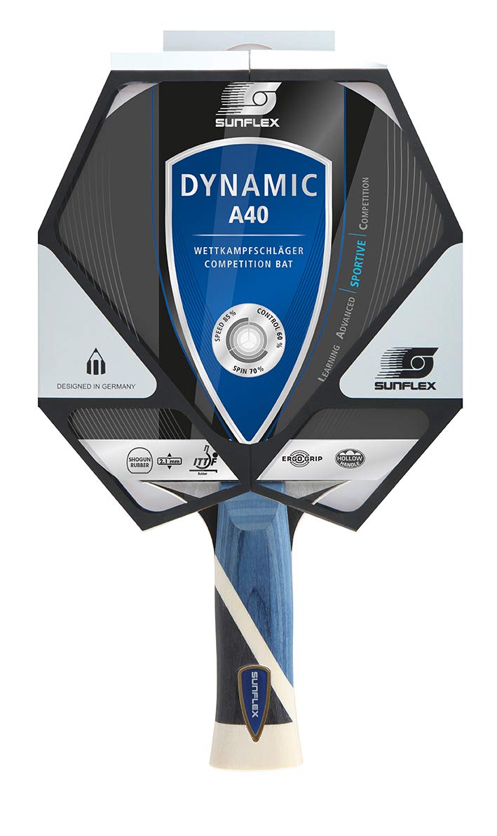 Sunflex Signature Dynamic A40 Tischtennisschläger 3 Bälle anatomisch