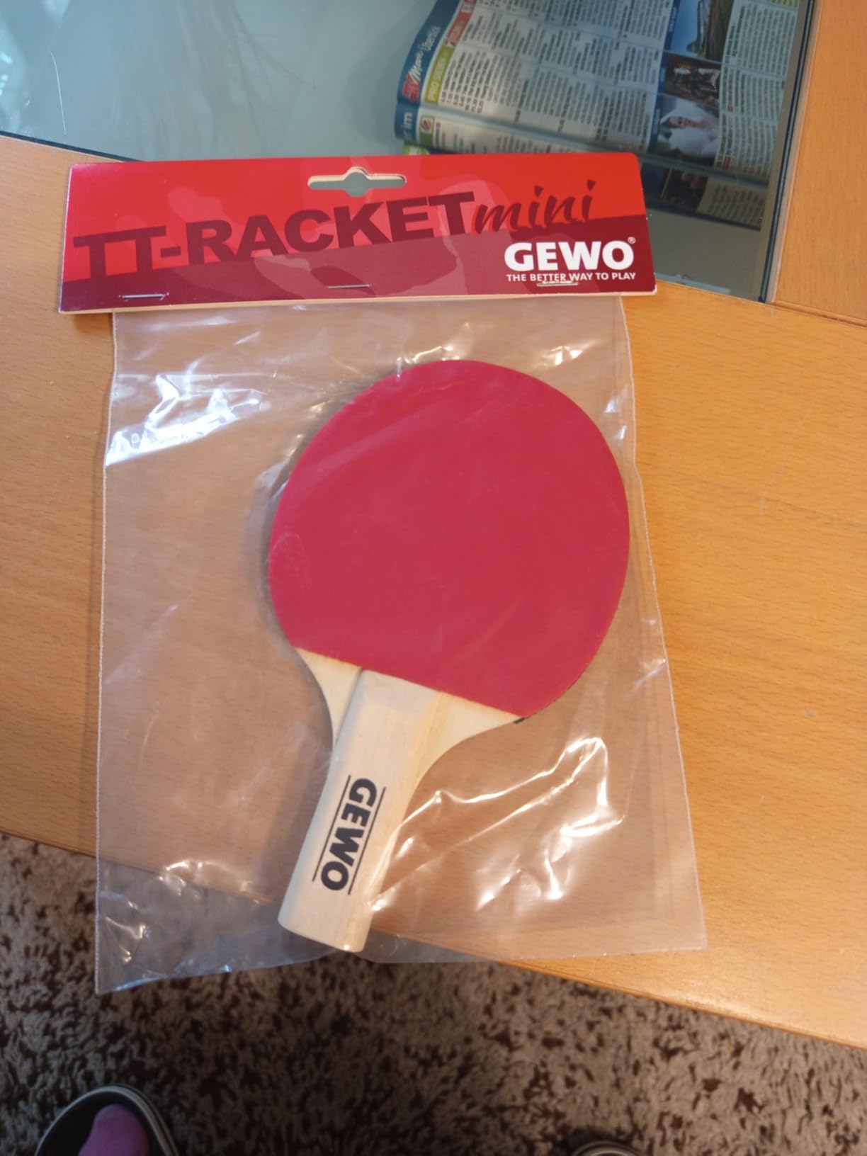 GEWO Player Mini Tischtennisschläger 15,5cm rot-schwarz
