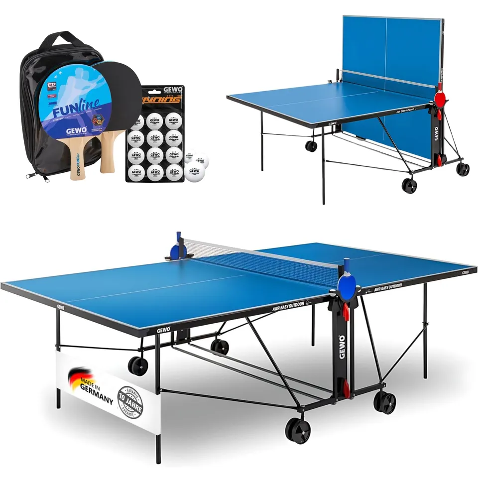 GEWO AWR Easy Outdoor Tischtennisplatte Klappbar Wetterfest Set
