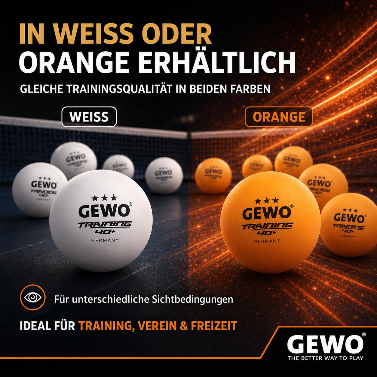 GEWO Ultra SLP Tischtennisbälle 3 Sterne 40+ 12er Weiß