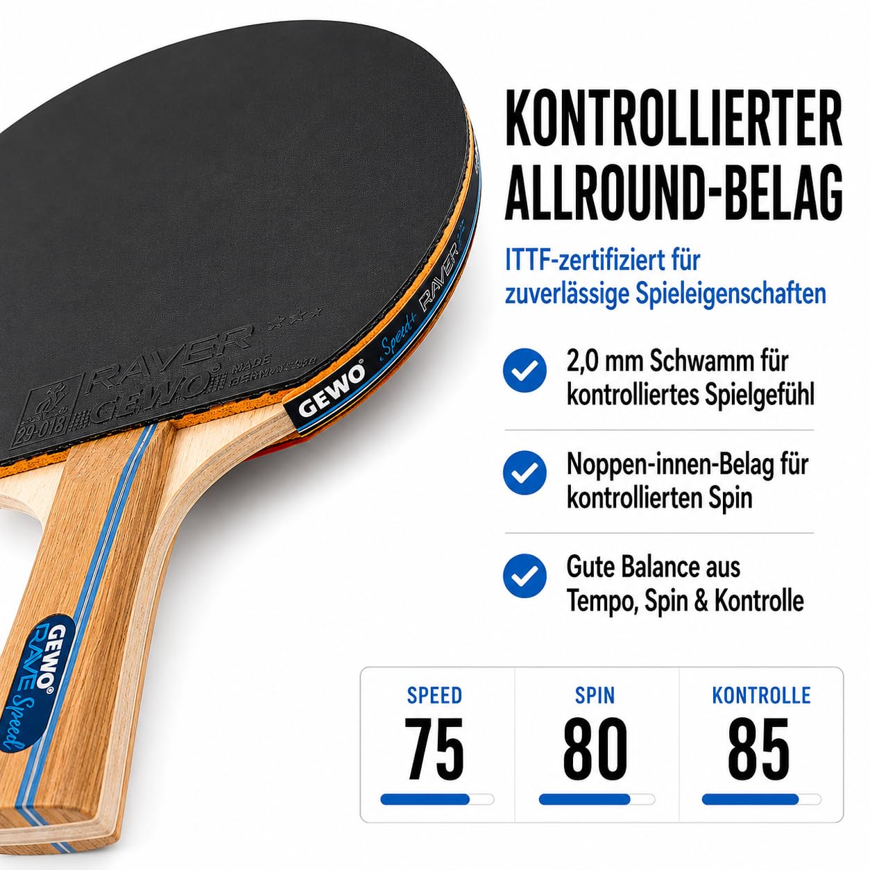 Gewo Player Rave Speed Tischtennisschläger Set 2+3