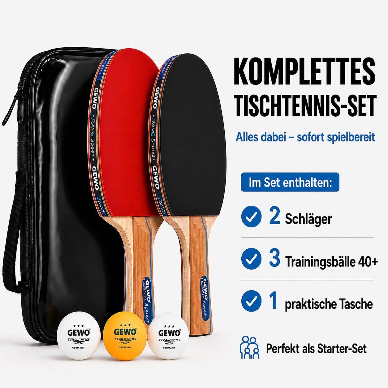 Gewo Player Rave Speed Tischtennisschläger Set 2+3