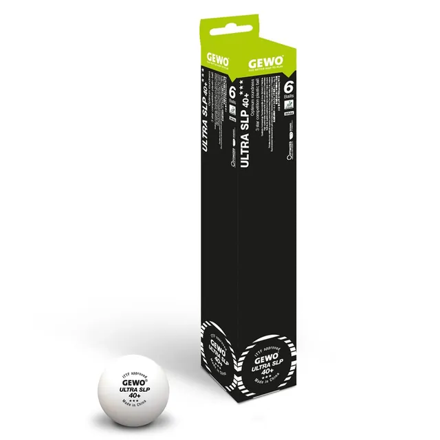 GEWO Ultra SLP Tischtennisbälle 40+ weiß 6 Stück 3 Sterne