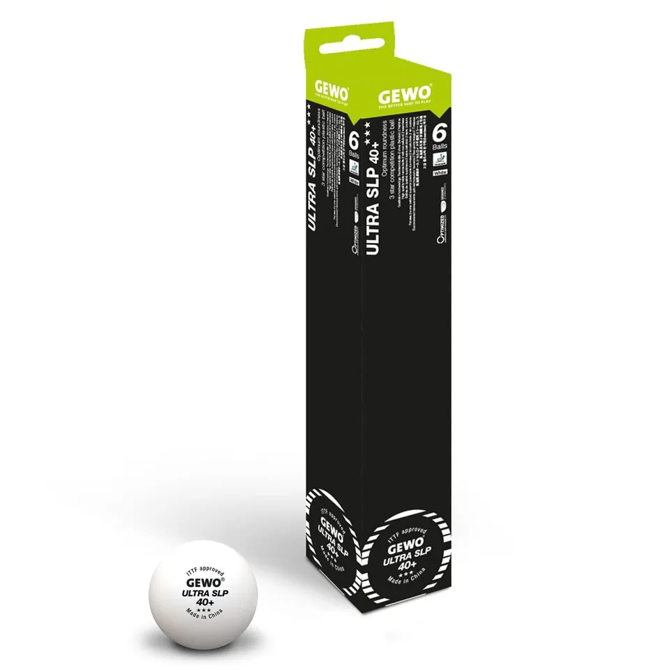 GEWO Ultra SLP Tischtennisbälle 40+ weiß 6 Stück 3 Sterne