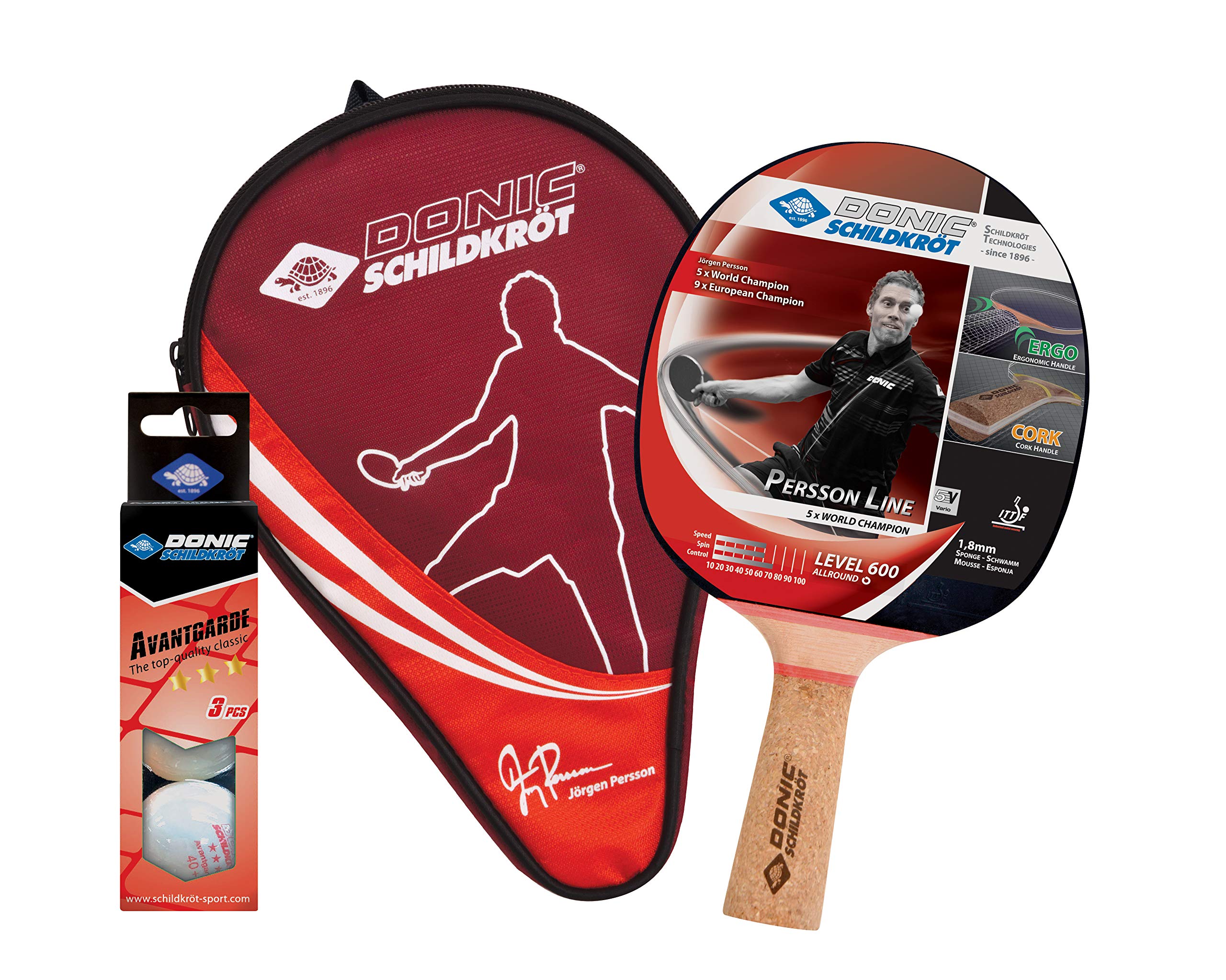 Schildkröt Persson 600 Tischtennisschläger Set rot Kork Allround