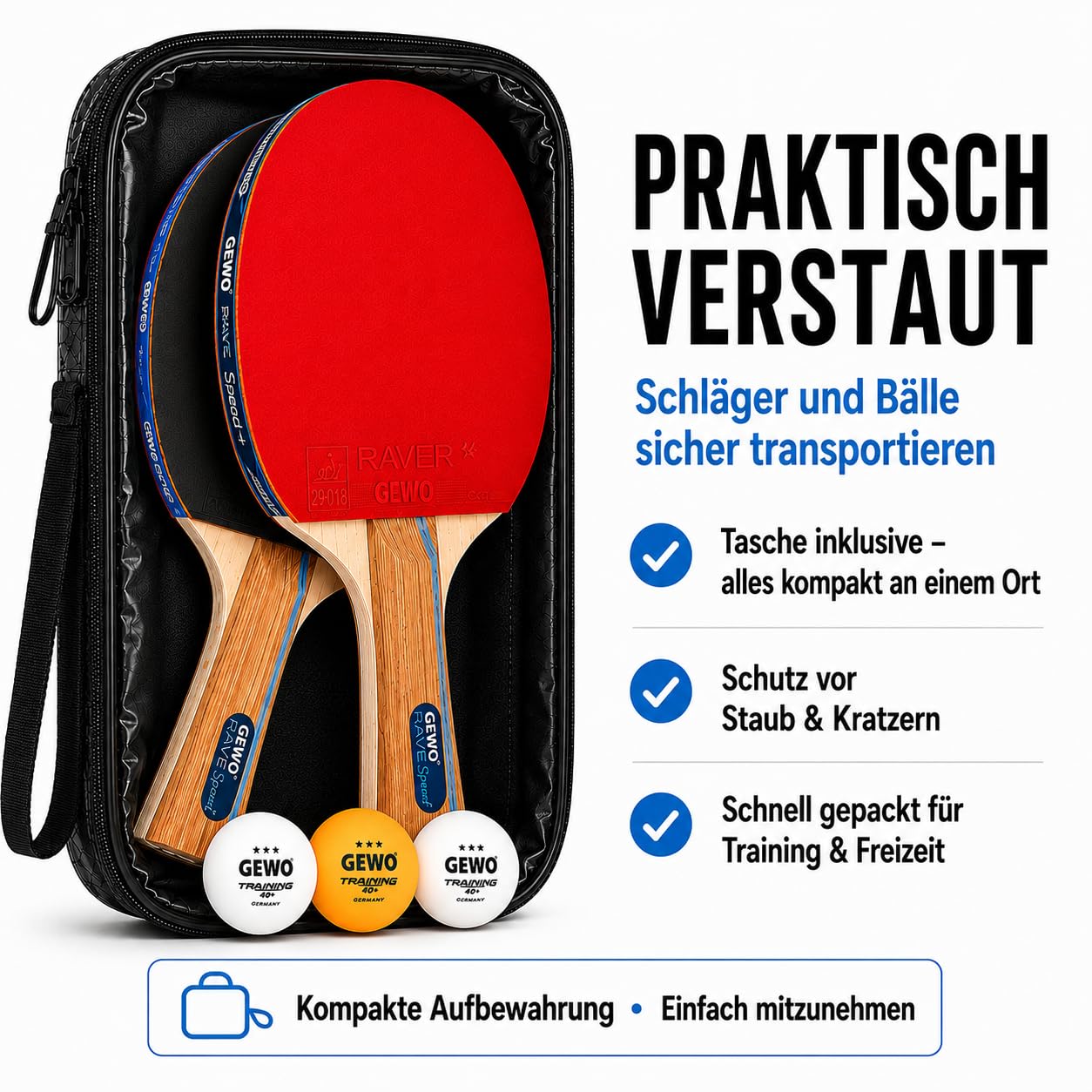Gewo Player Rave Speed Tischtennisschläger Set 2+3