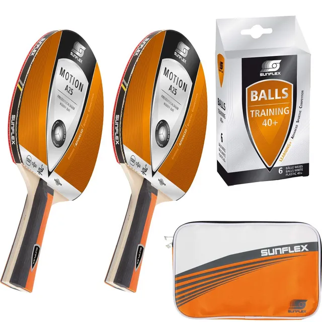 Sunflex AF 50 Motion A25 Tischtennis-Set 2 Schläger 6 Bälle