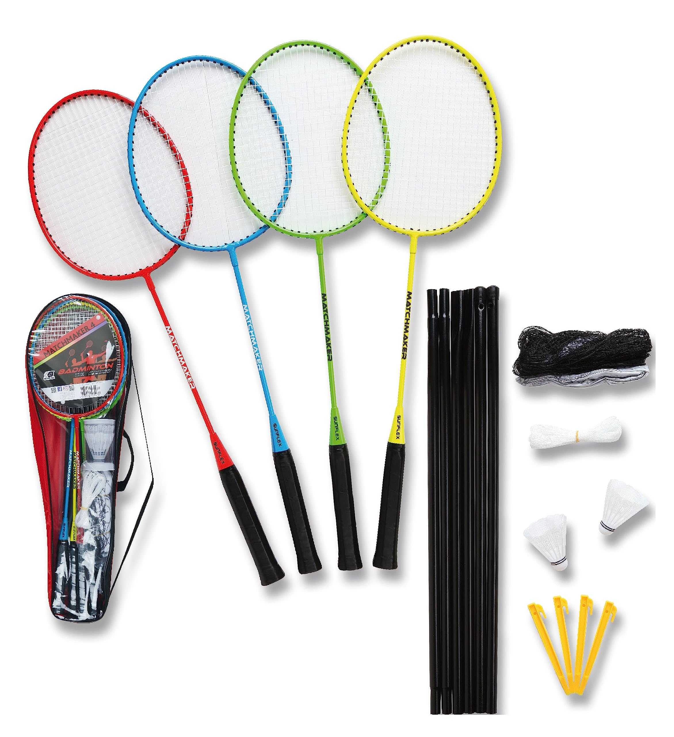 Sunflex Neoremix Matchmaker 4 Badminton-Set 4 Schläger Netz