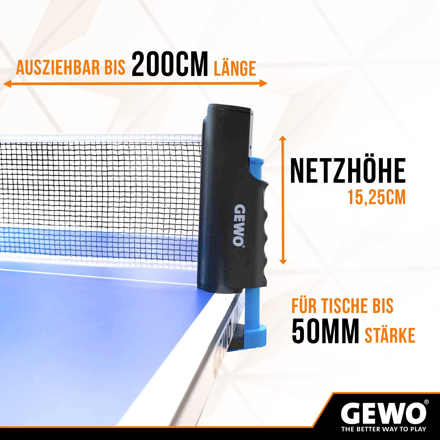 GEWO CS FleXX Tischtennisnetz 200 cm mobil schwarz