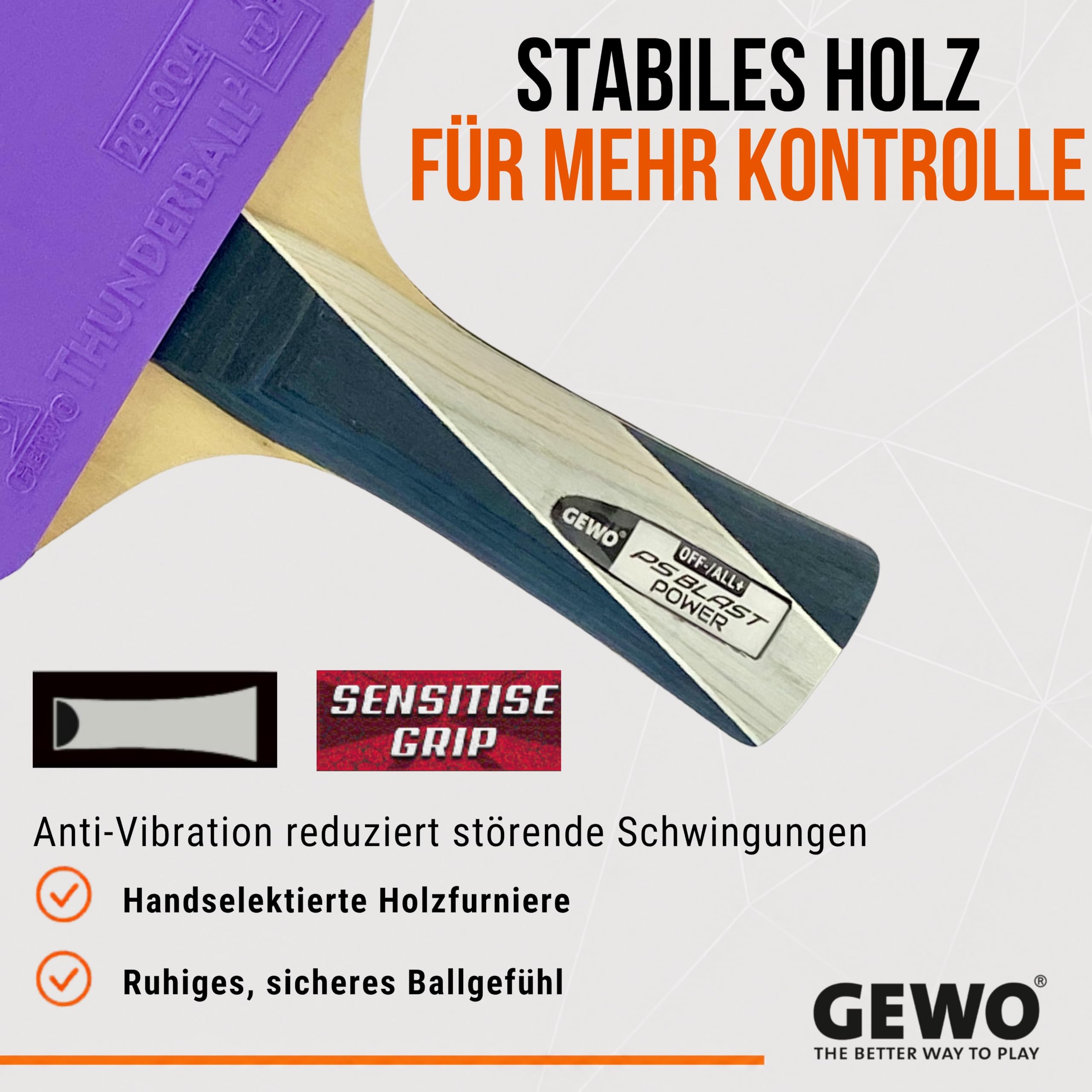 GEWO Player PS Blast Power Tischtennisschläger konkav 1,8mm
