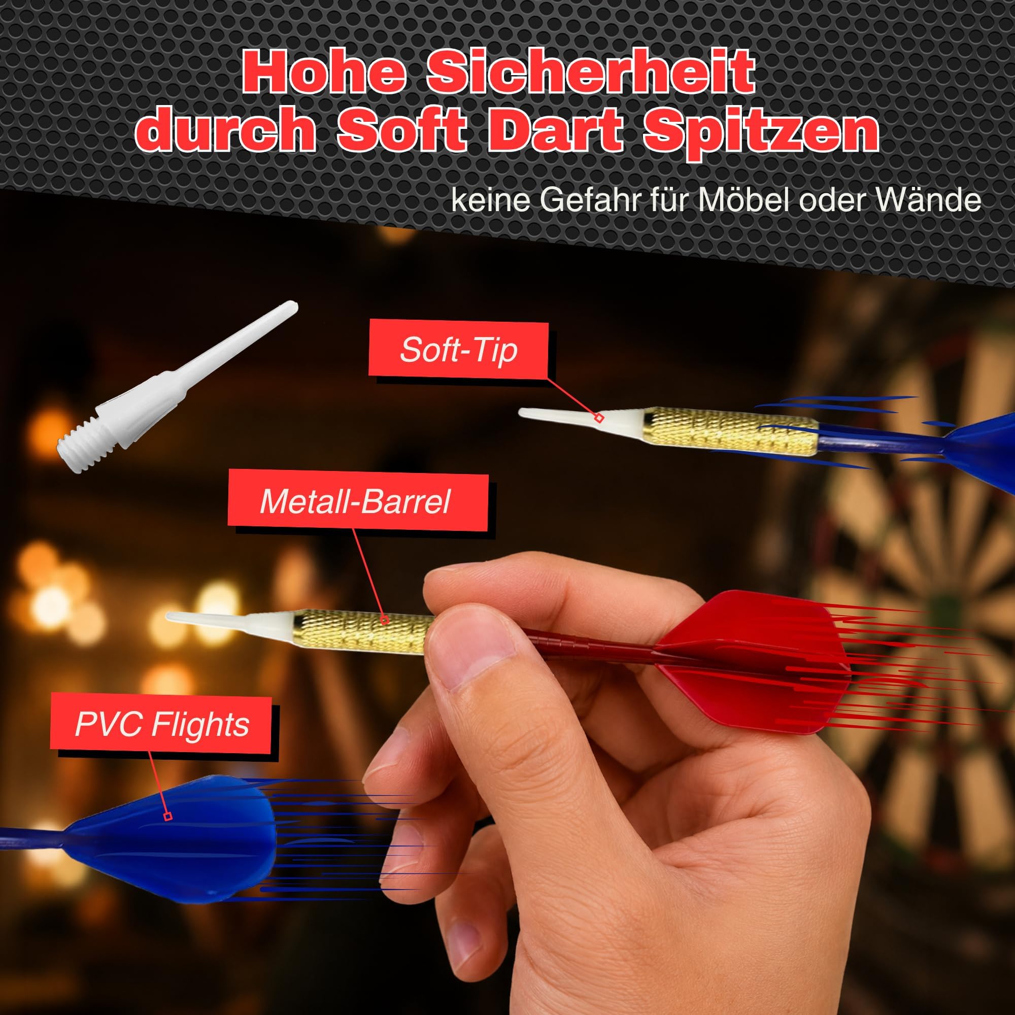 Carromco Striker-401 E-Dartscheibe 35 Spiele LED