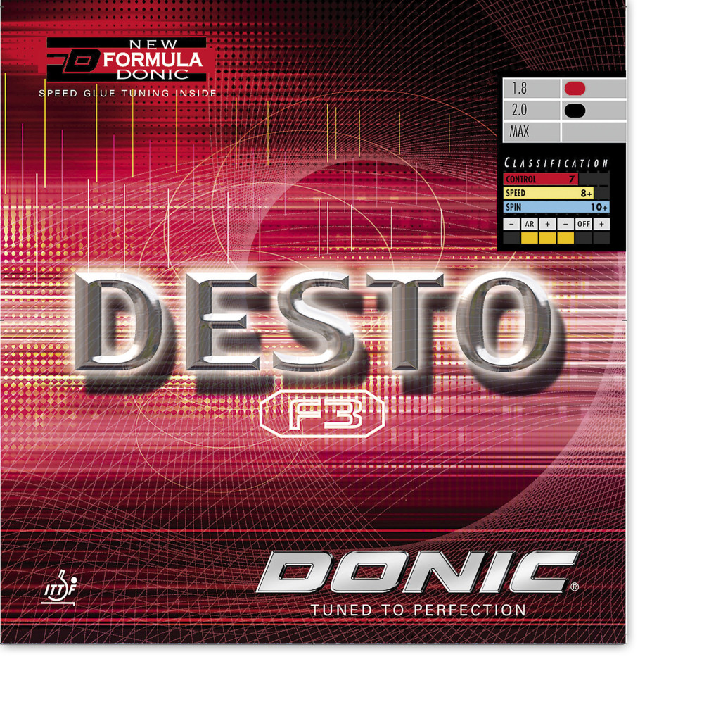DONIC Desto F3 Tischtennisbelag 1,8 mm weich mit Spin