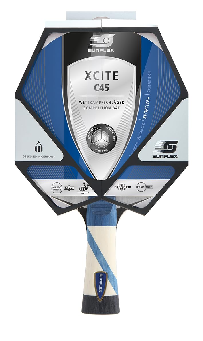 Sunflex Xcite C45 Tischtennisschläger Bundle mit 3 Bälle