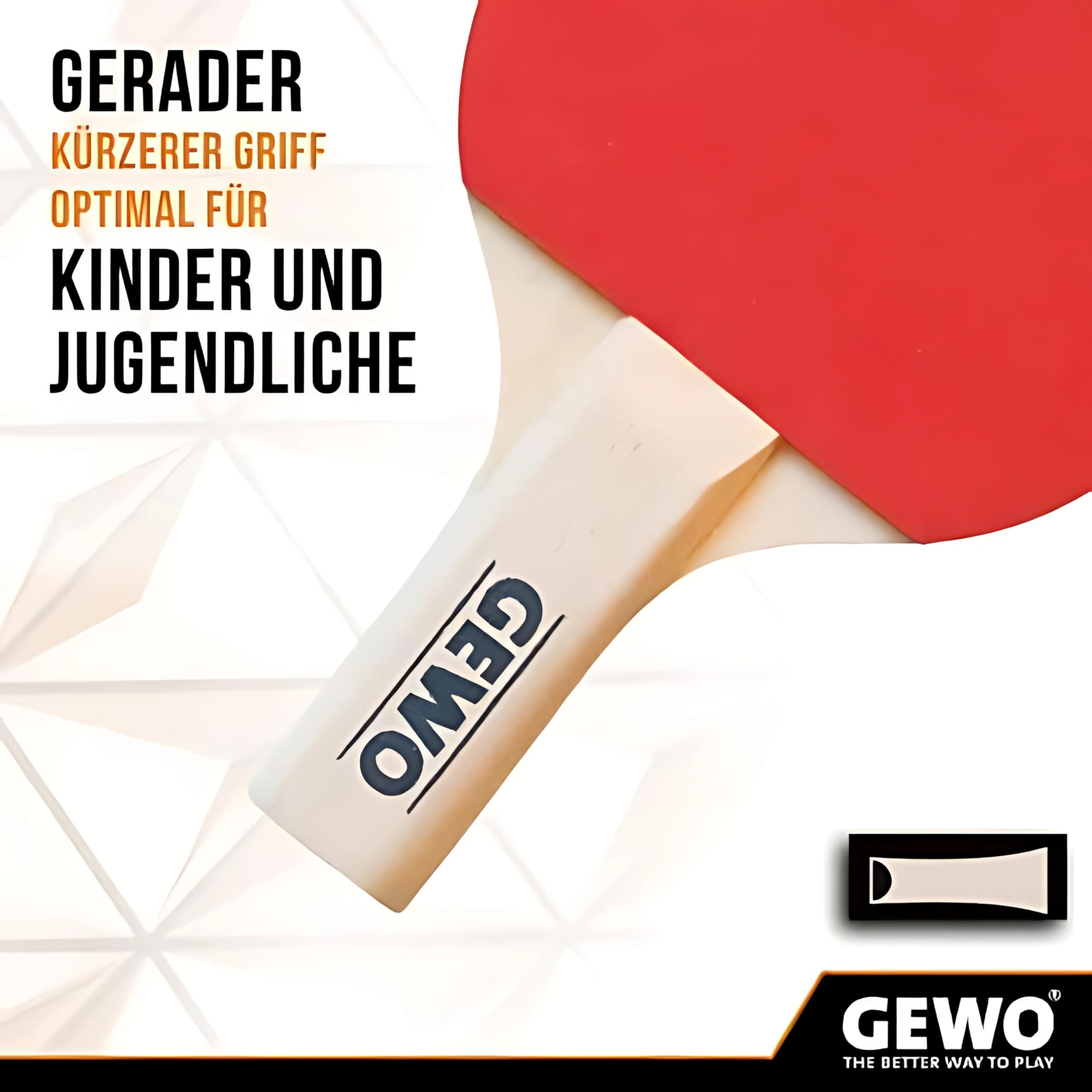 GEWO Player Mini Tischtennisschläger 15,5cm rot-schwarz