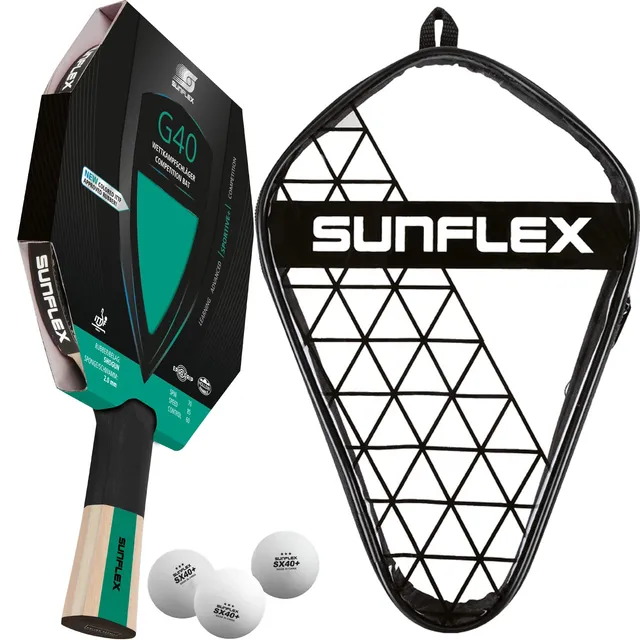 Sunflex Color Comp G40 Tischtennisschläger Grün Set Hülle Bälle
