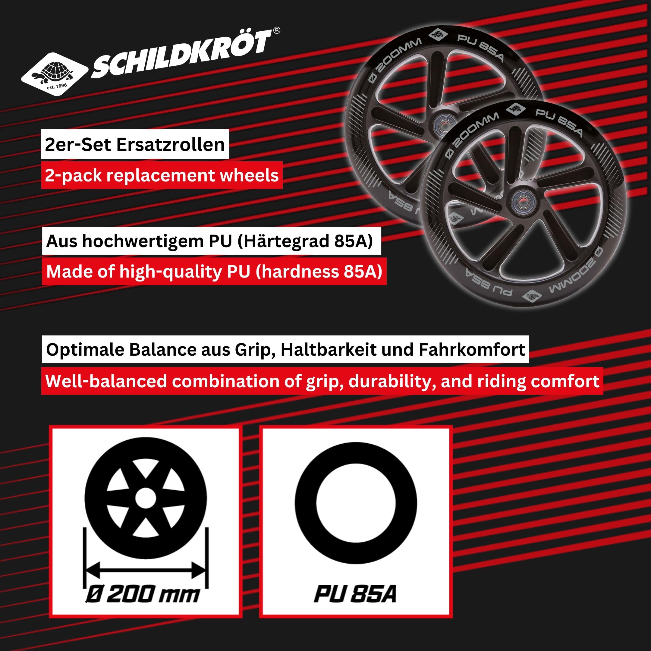 Schildkröt City Scooter Ersatzrollen 200mm 2er-Set