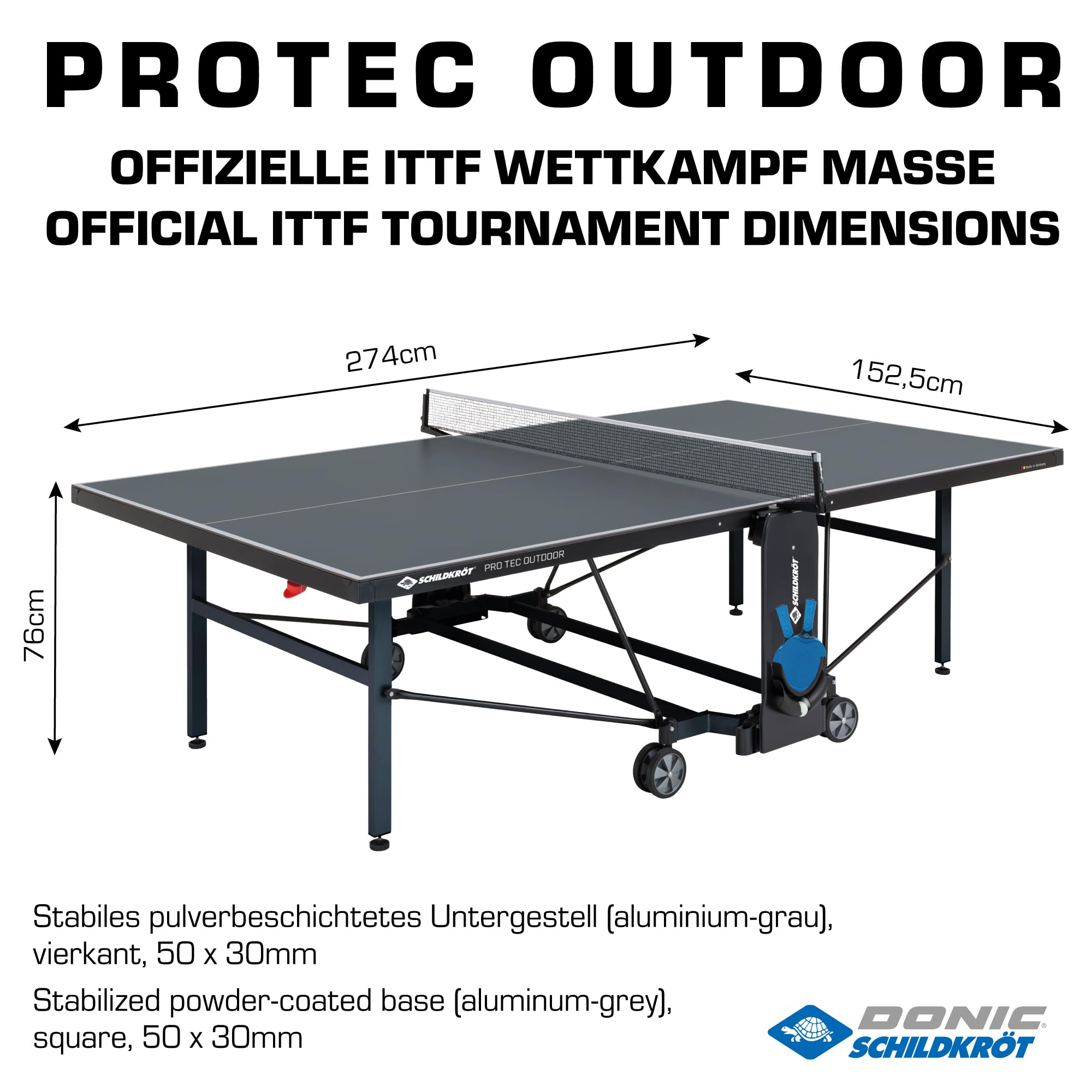 Schildkröt Outdoor ProTec Tischtennisplatte matt-schwarz wetterfest