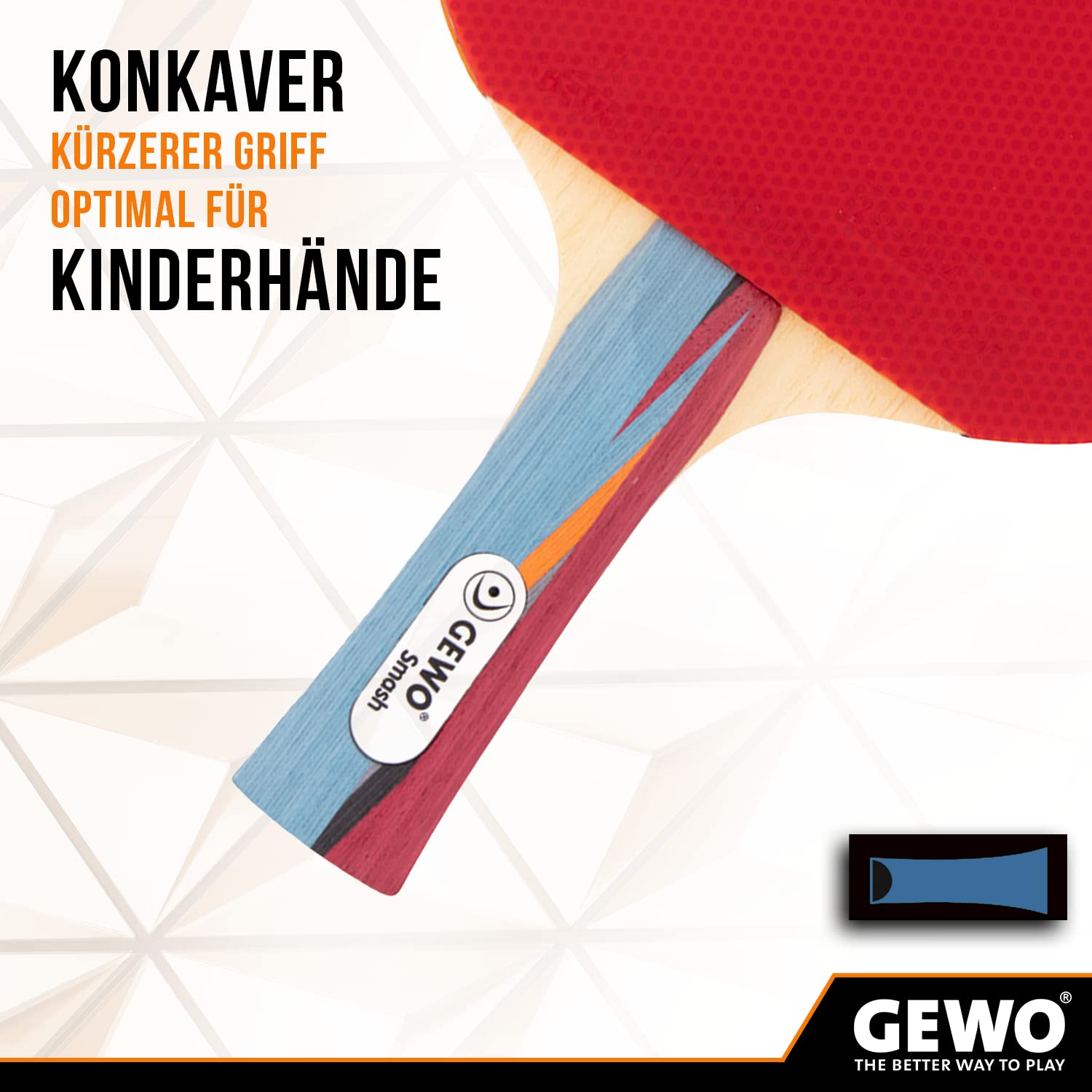 GEWO Thunderball SMASH Tischtennisschläger Konkav Kinder 2,0mm