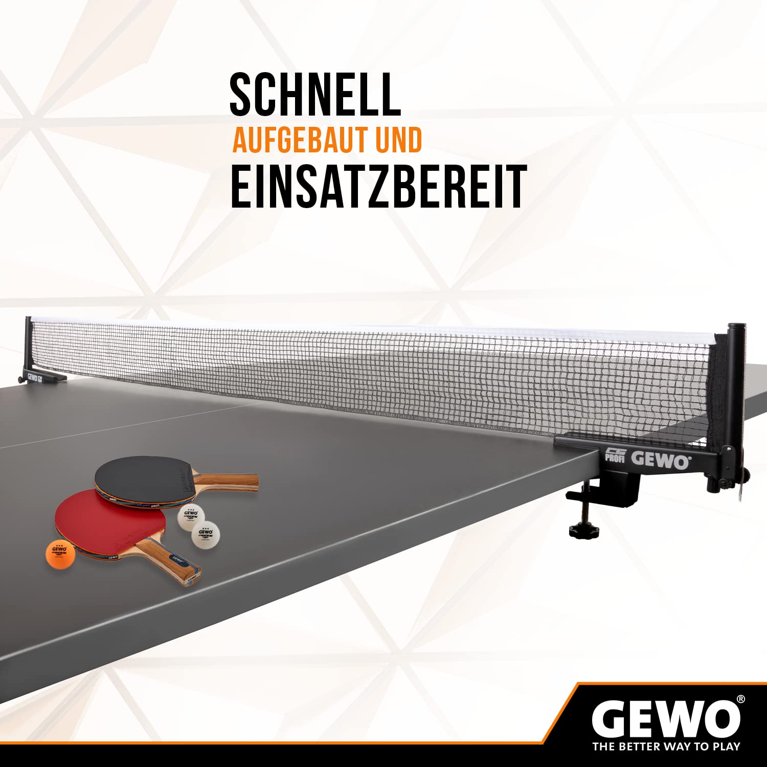 GEWO CS Profi Tischtennisnetz schwarz 183 cm ITTF