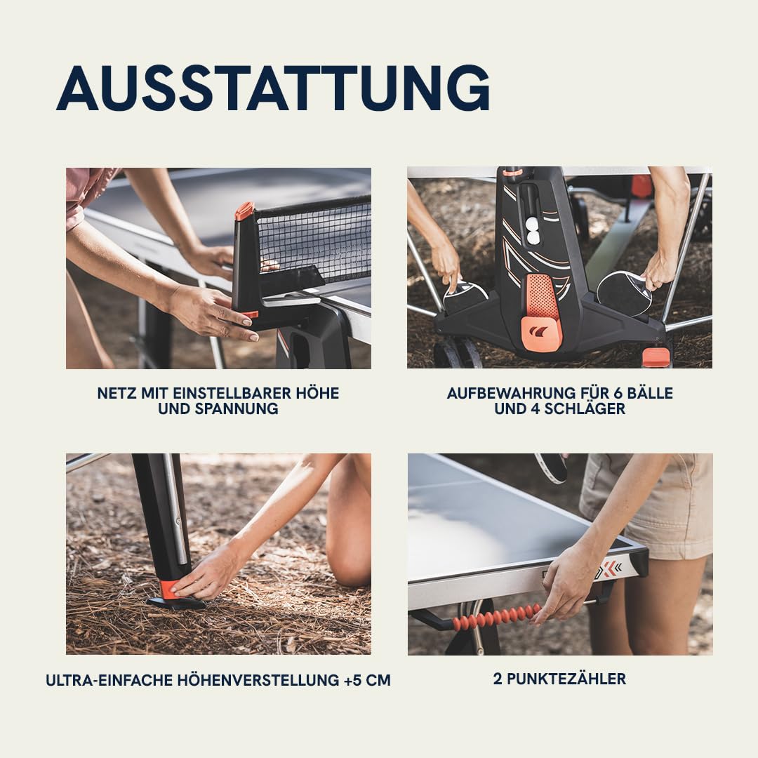 Cornilleau 500X Tischtennisplatte Outdoor Schwarz klappbar