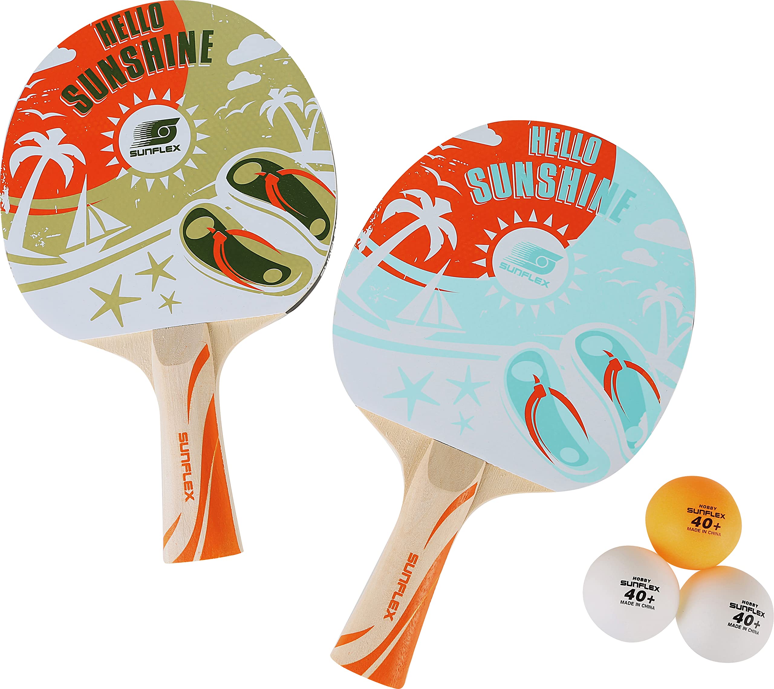 Sunflex Prime Lifestyle Tischtennis-Set 2 Schläger 3 Bälle Design