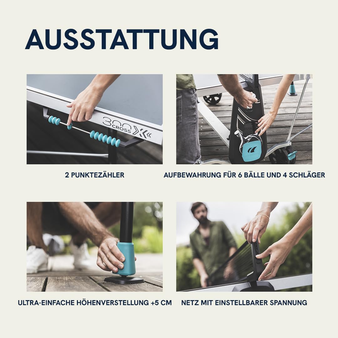 Cornilleau 300X Tischtennisplatte grau Outdoor klappbar 5 mm