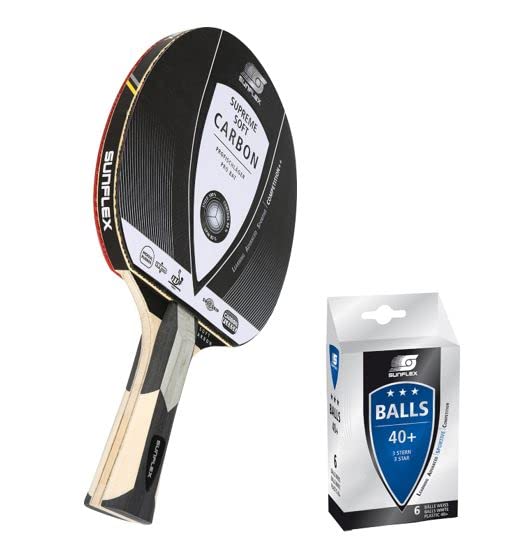 Sunflex Supreme Soft Carbon Tischtennisschläger ITTF 6 Bälle