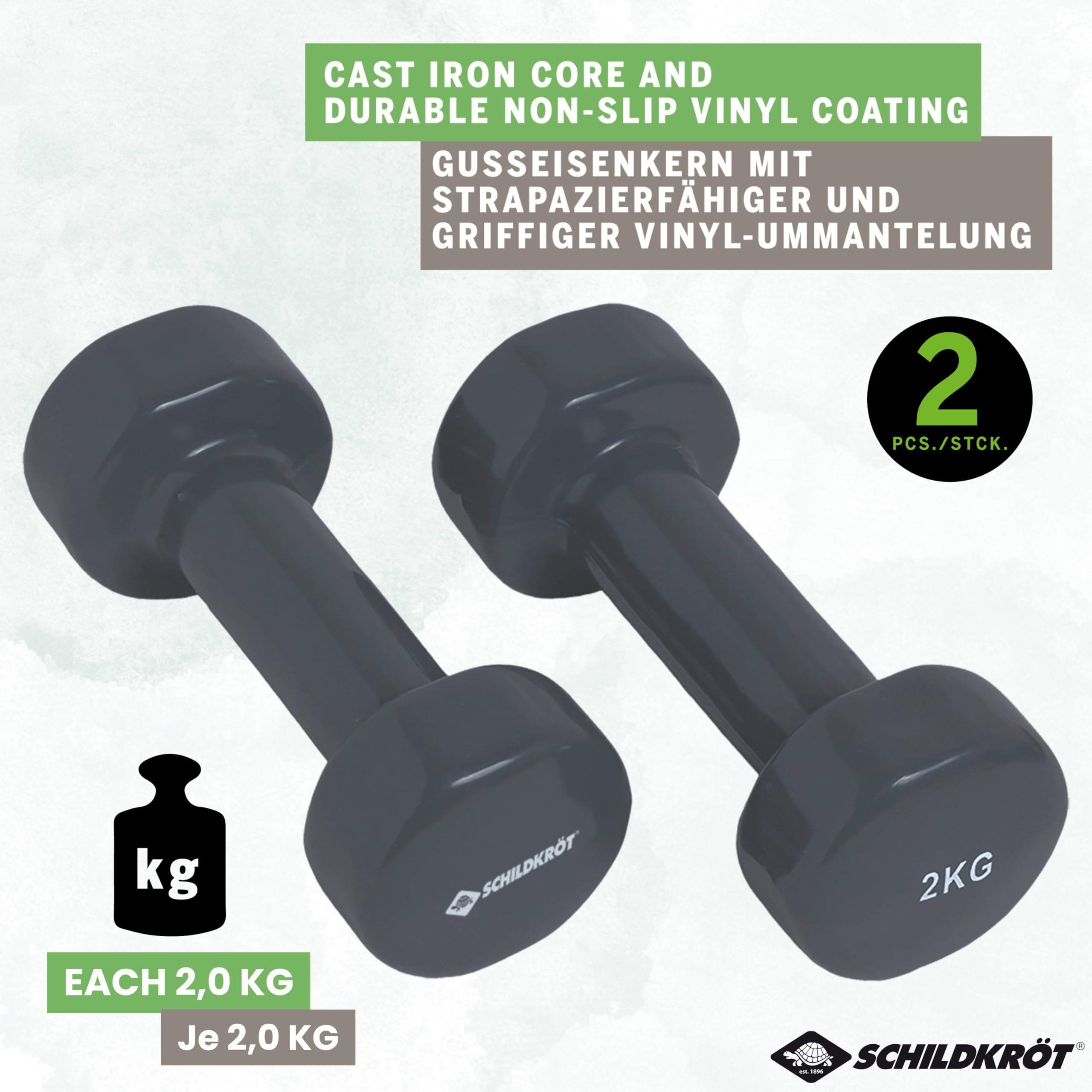 Schildkröt Outdoor Vinyl Hanteln 2x 2,0kg Set Anthrazit