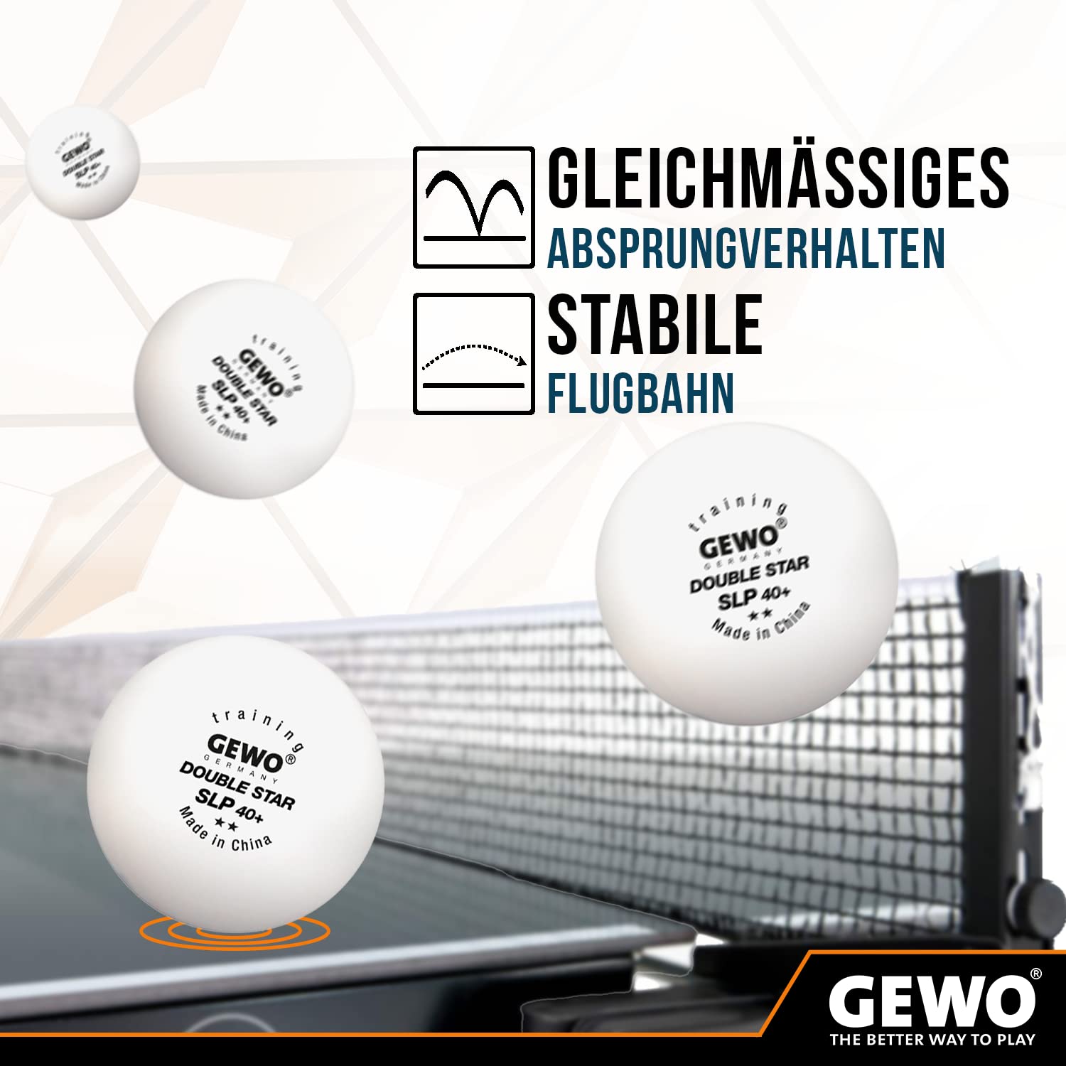 GEWO Double Star SLP Tischtennisbälle 72 Weiß 40+ Nahtlos