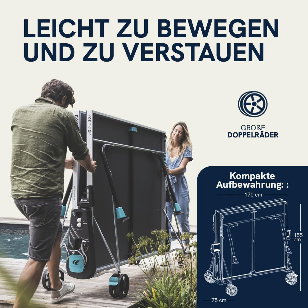 Cornilleau 300X Tischtennisplatte grau Outdoor klappbar 5 mm