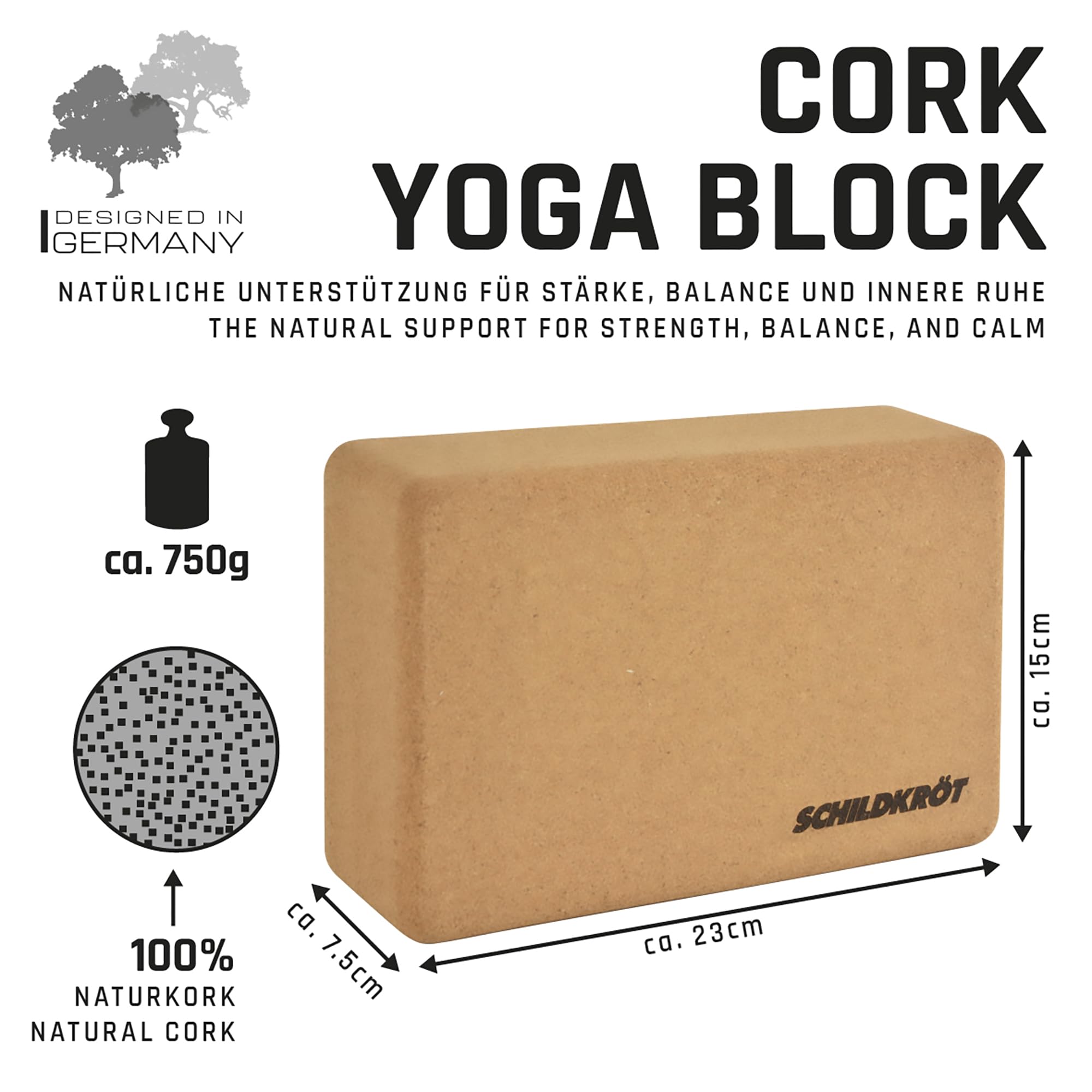 Schildkröt Outdoor Yoga Block Kork 23x15x7,5 cm
