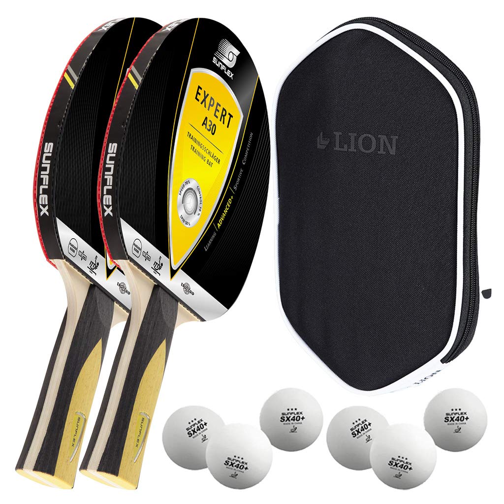 Sunflex Expert A30 Tischtennisschläger 2er Set Hülle 6 Bälle