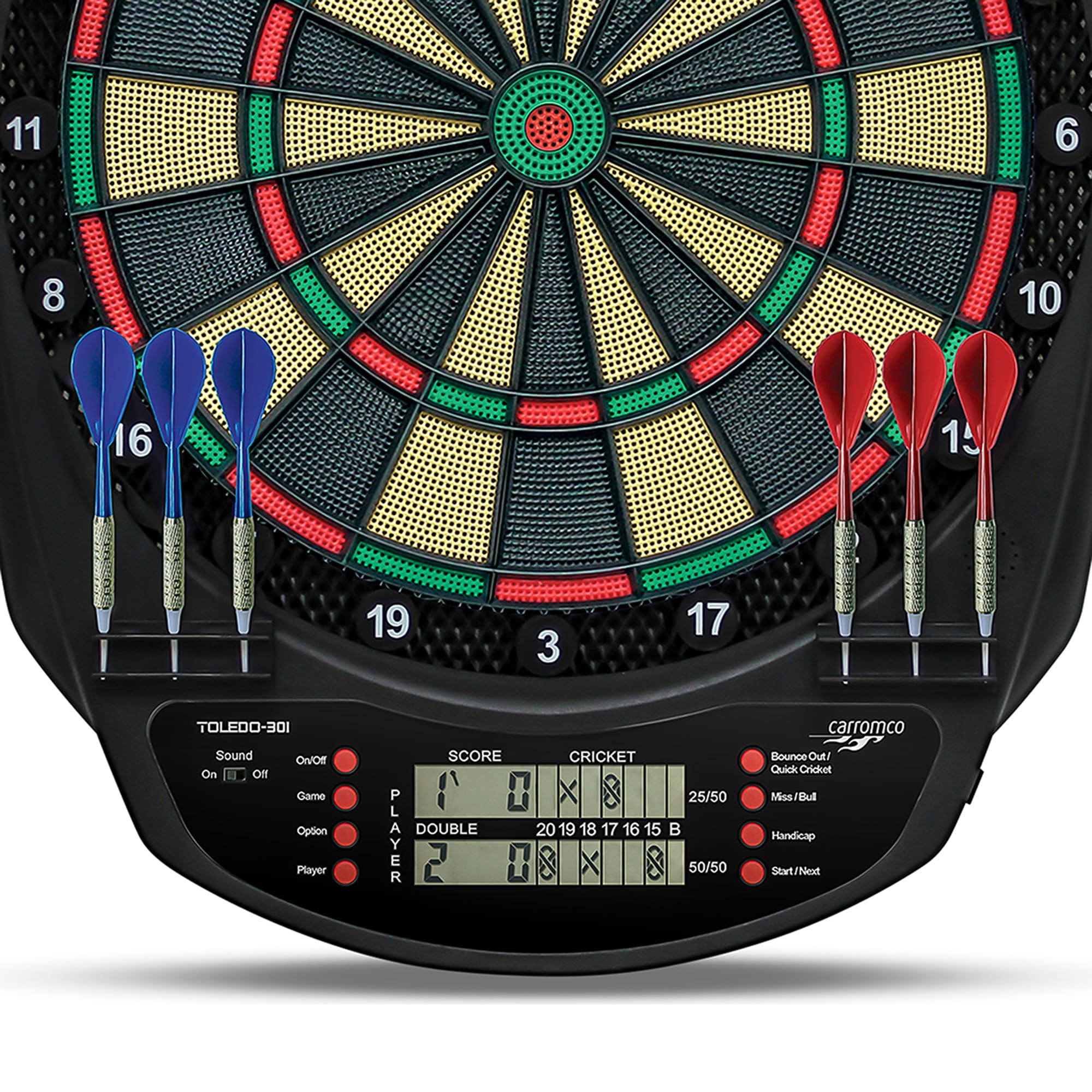 Carromco Toledo-301 E-Dartscheibe LCD für 8 Spieler Cricket