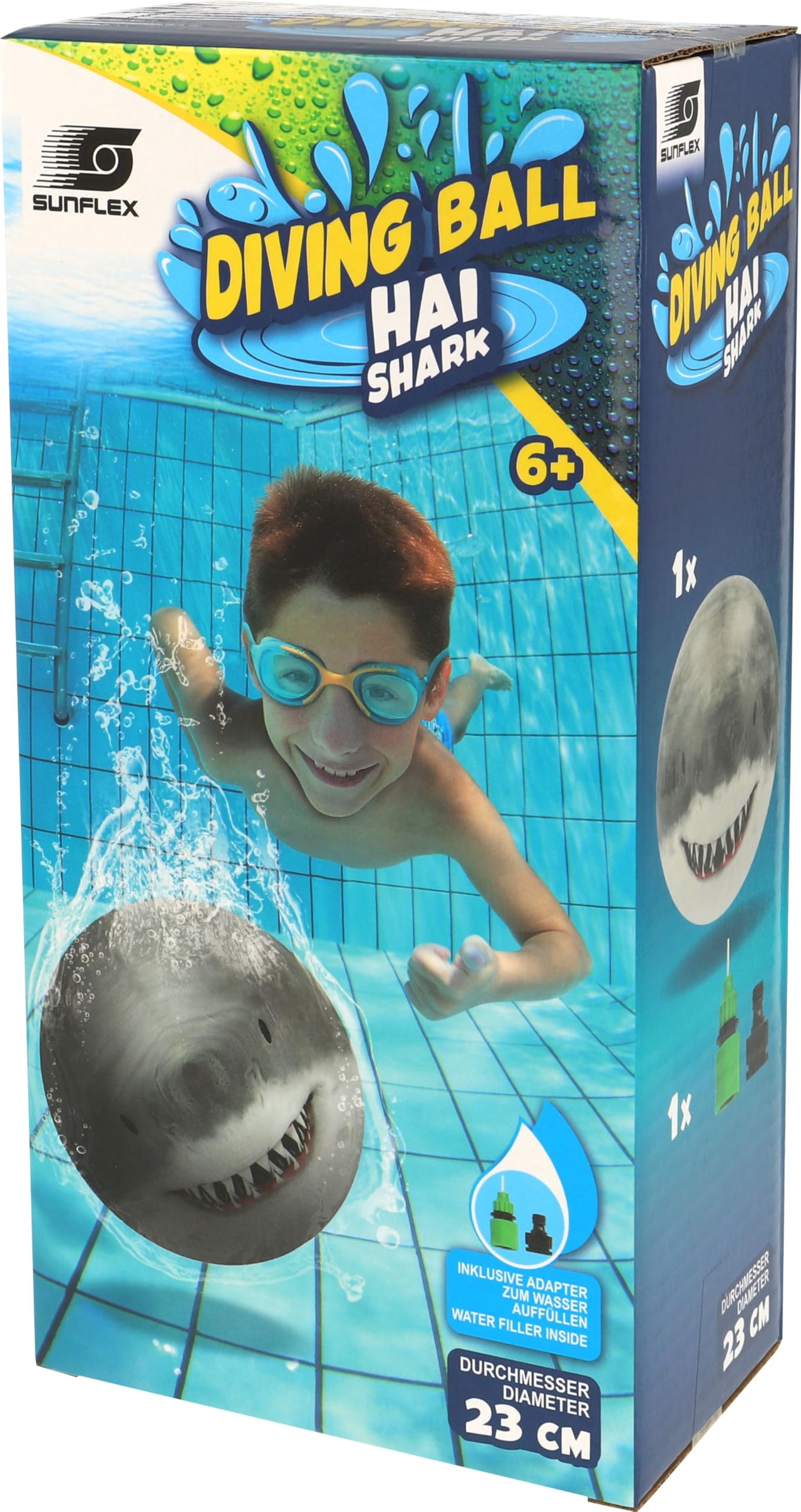 Sunflex Action Pro Diving Ball Hai Wasserball 23cm Kinder