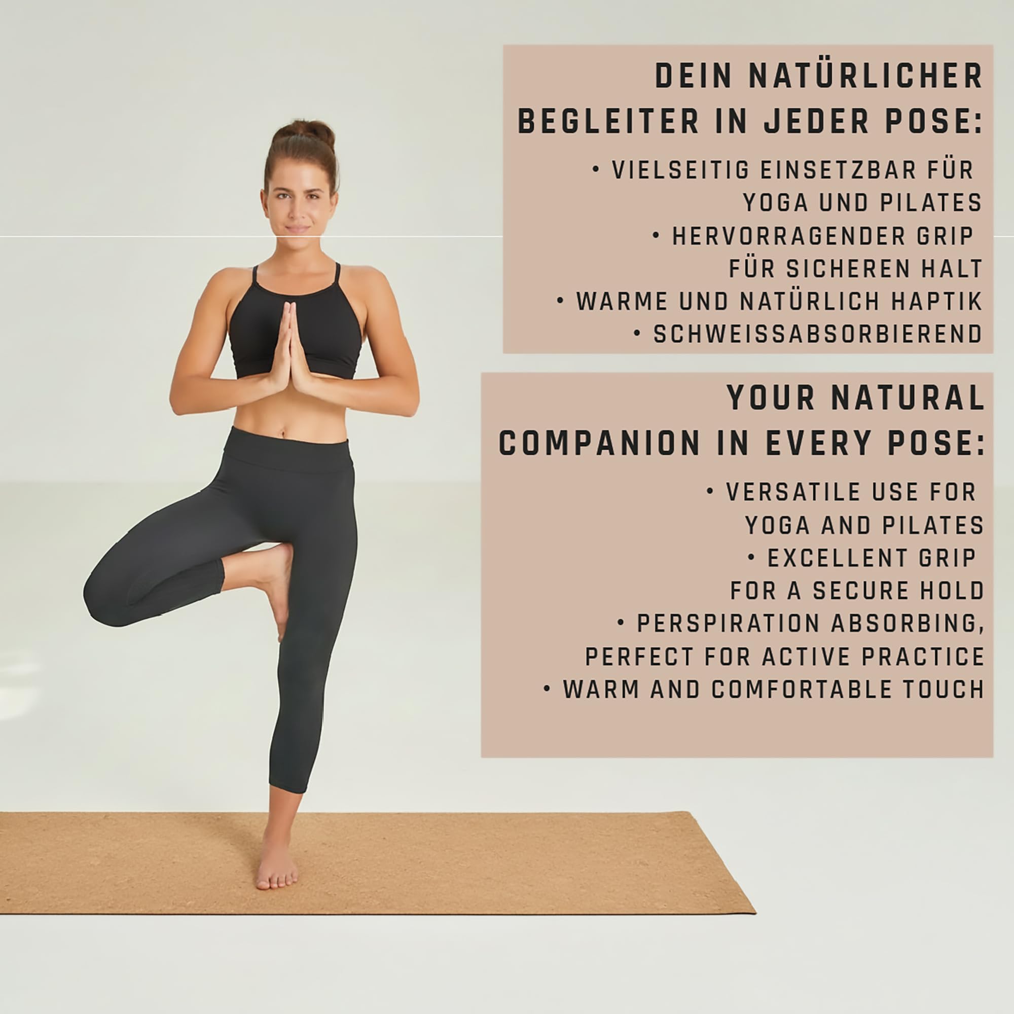 Schildkröt Outdoor Yogamatte Kork 4mm mit Gurt