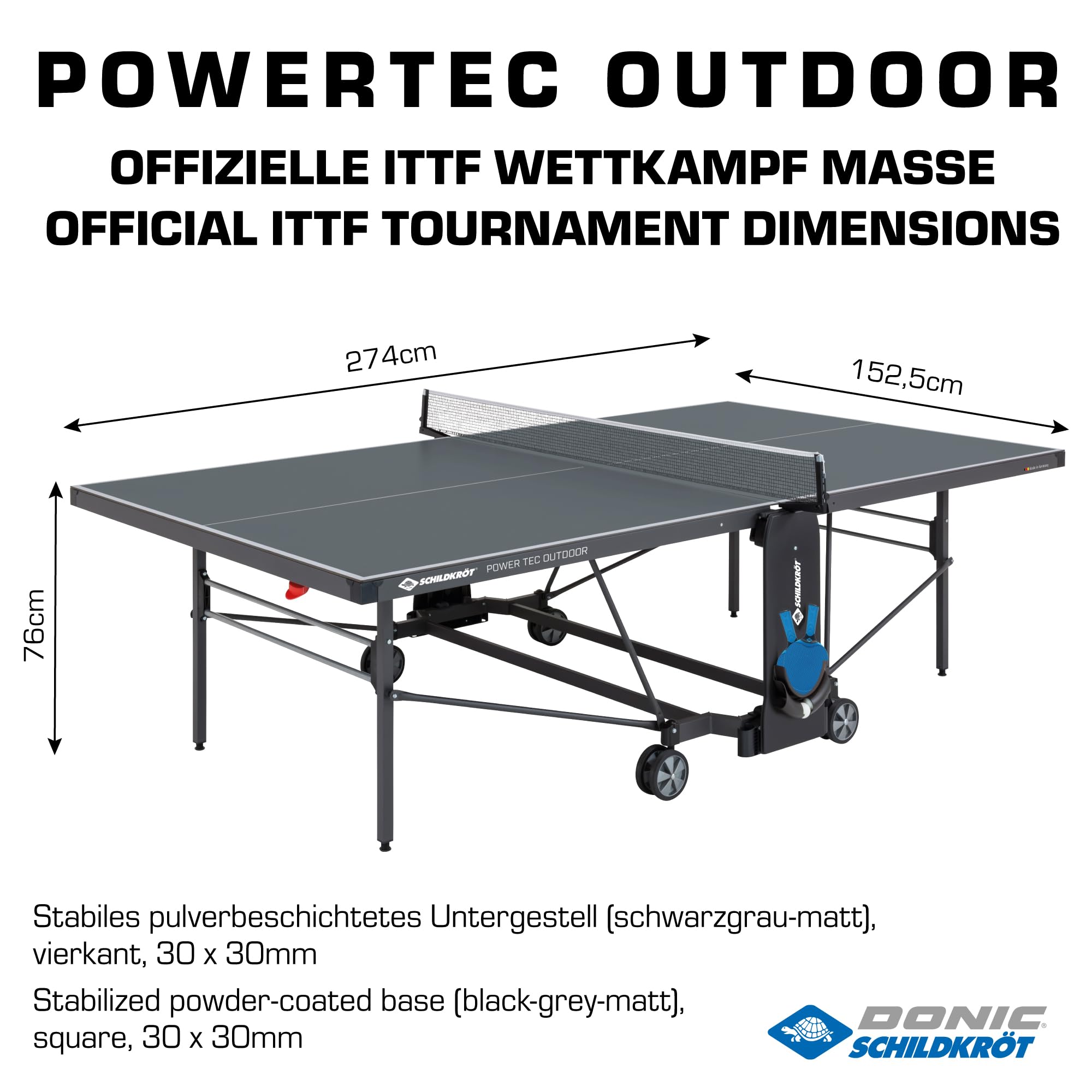 Schildkröt Powertec Outdoor Tischtennisplatte schwarz wetterfest