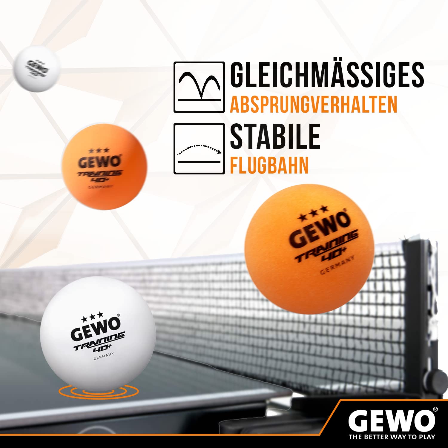 GEWO Ultra SLP Tischtennisbälle 40+ 60er orange weiß