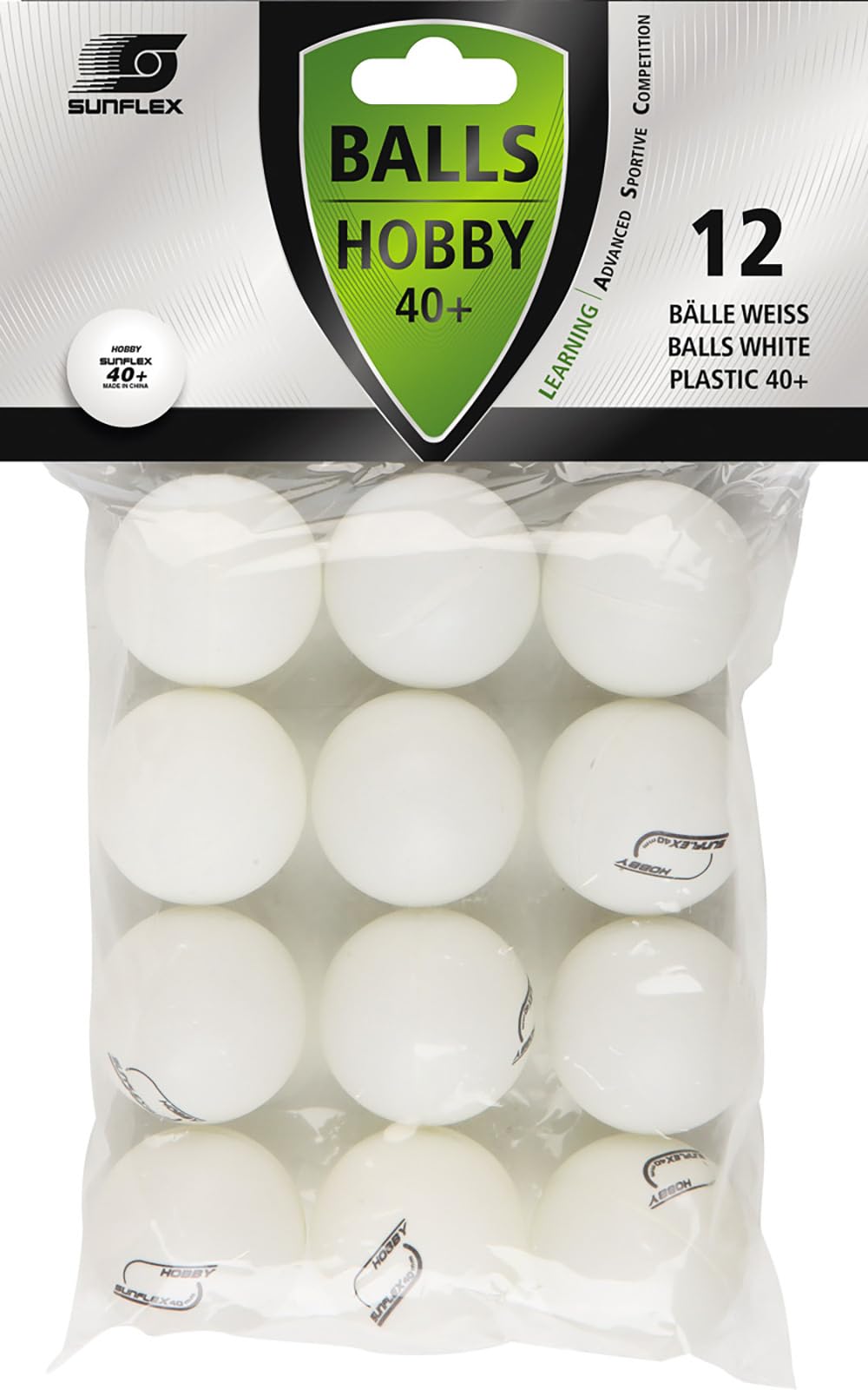 sunflex PRIME Hobby Tischtennisbälle weiß 12 Stück