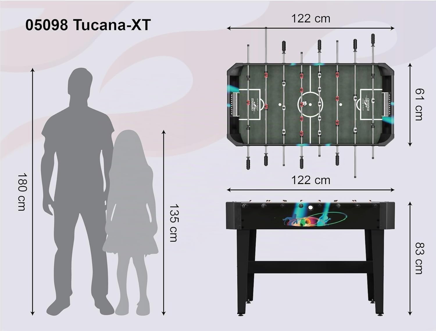 Carromco Tucana-XT Tischkicker Schwarz 122x61 cm Kinder