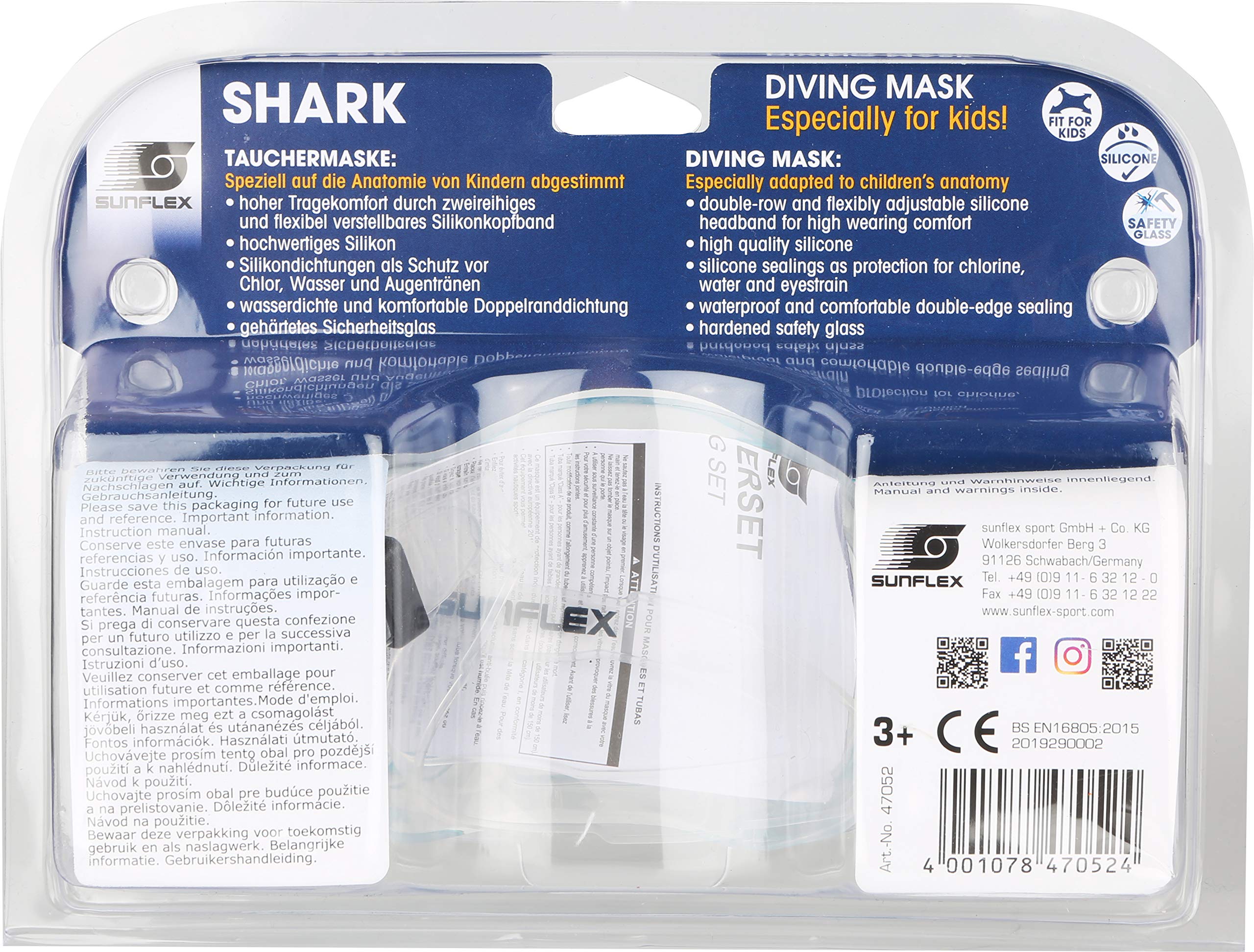 sunflex Action Pro Shark Tauchermaske Kinder 6-12 J