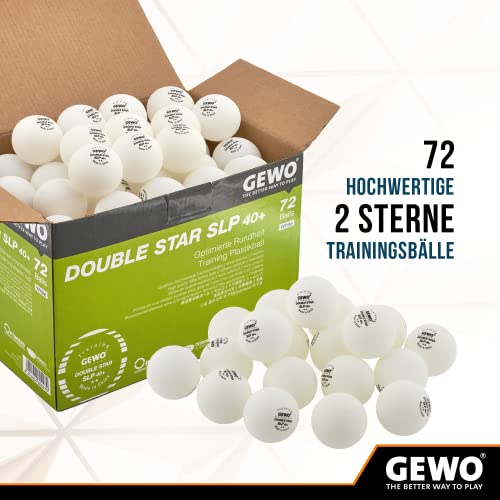 GEWO Double Star SLP Tischtennisbälle 72 Weiß 40+ Nahtlos