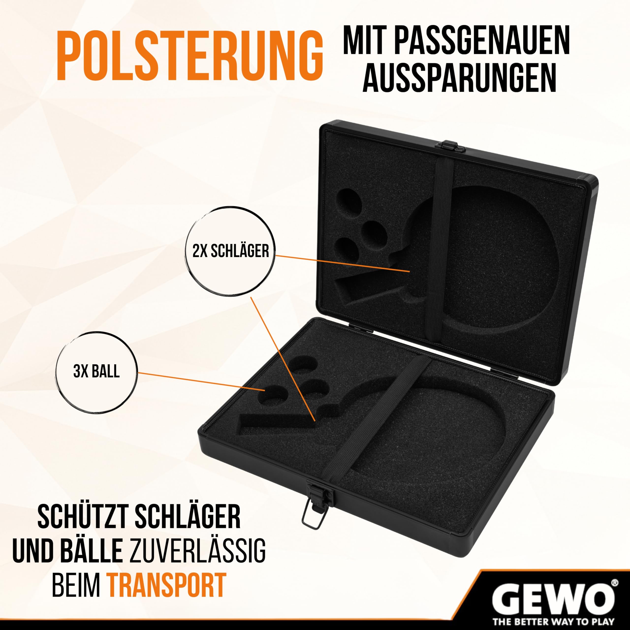 GEWO Master Alu-Safe Schlägerkoffer Alu für 2 Schläger 3 Bälle