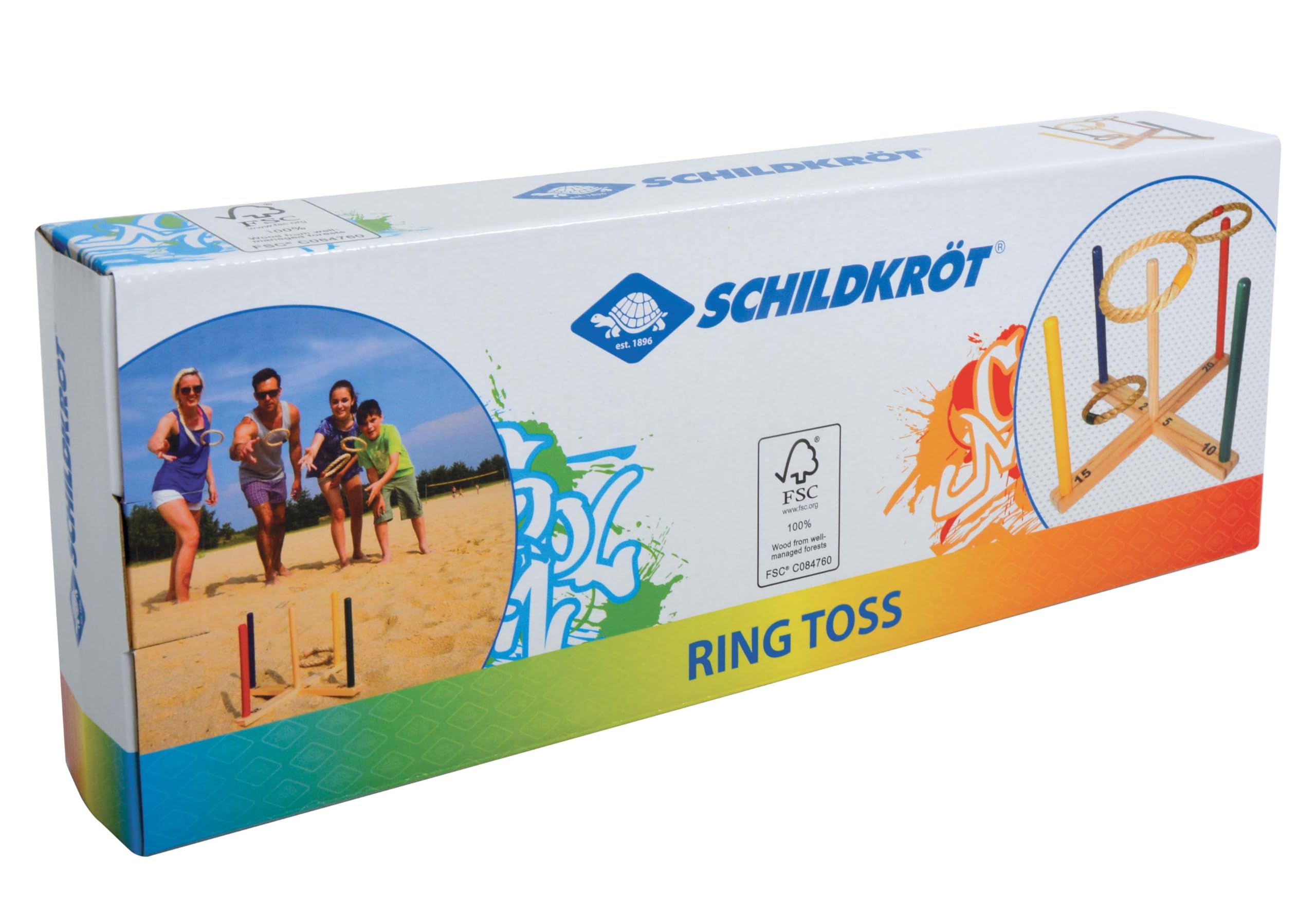 Schildkröt Outdoor Ring Toss Ringwurfspiel Holz 5 Ringe