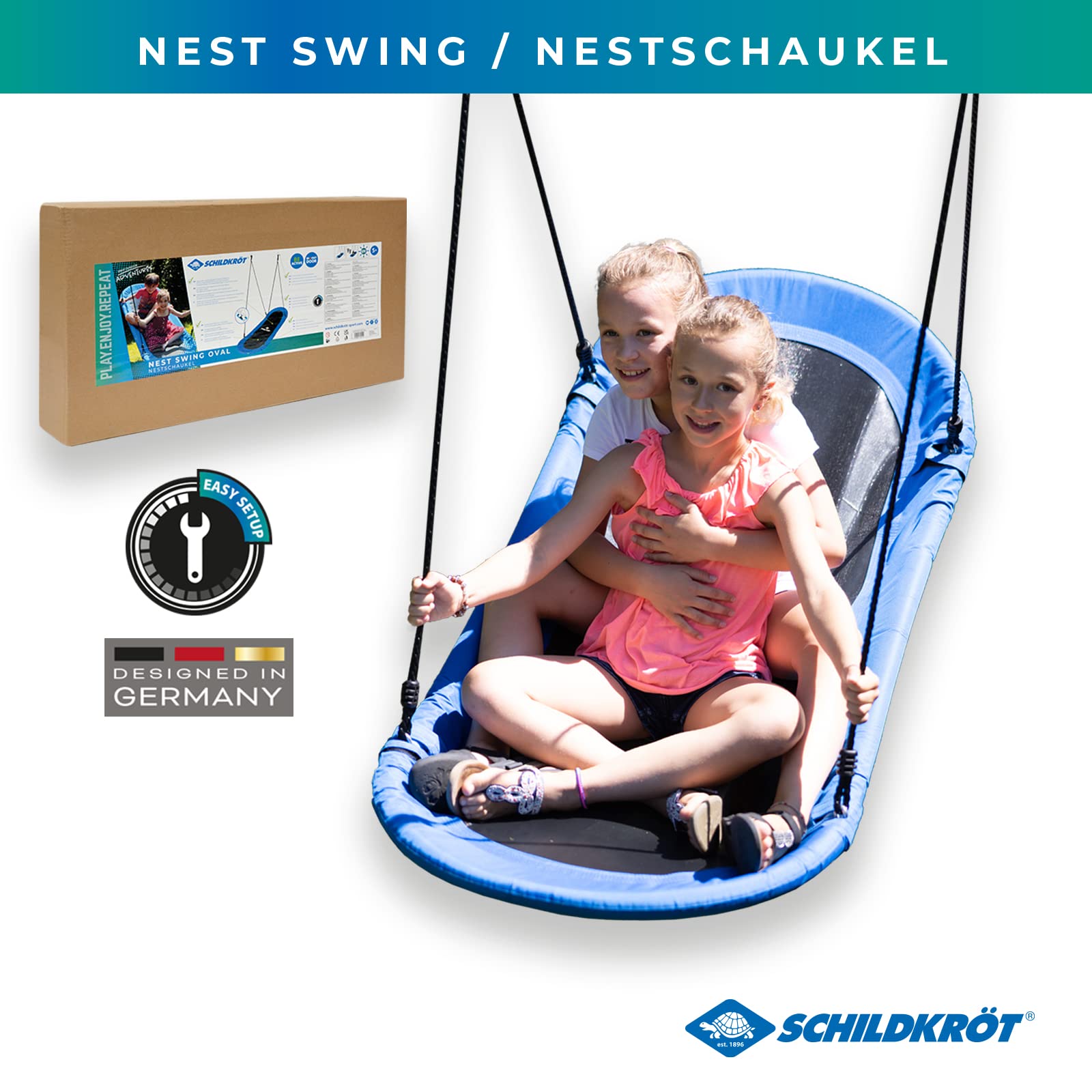 Schildkröt Outdoor Nestschaukel Oval 165x70cm Hängeschaukel 150kg