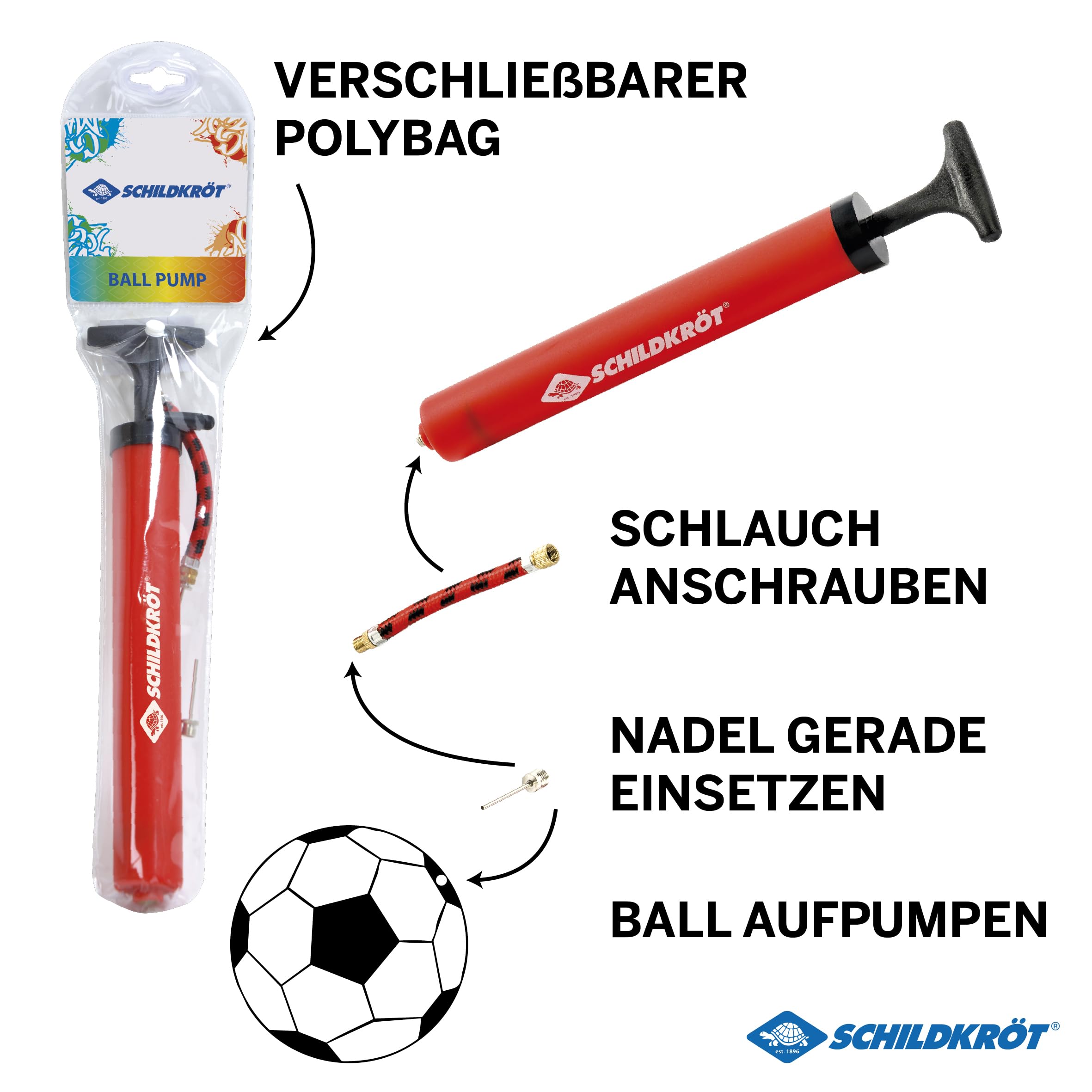 Schildkröt Outdoor Ballpumpe 970989 mit Schlauch und Nadeln