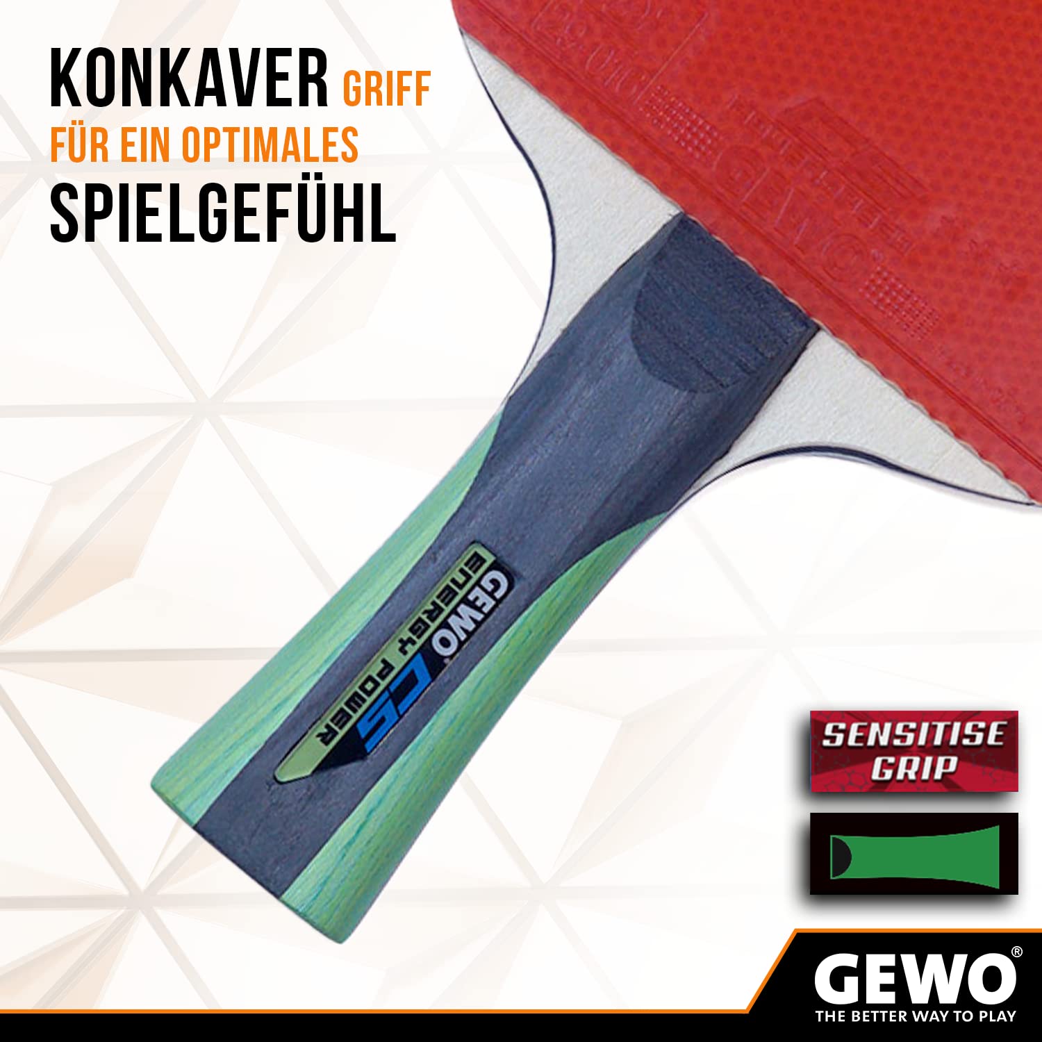 GEWO CS Energy Power Tischtennisschläger konkav 1,8 mm