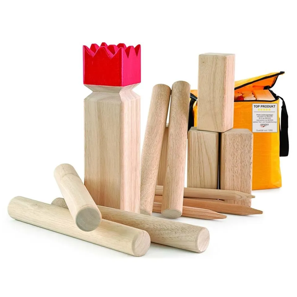 Carromco Kubb Wikingerschach Holzspiel mit Tasche