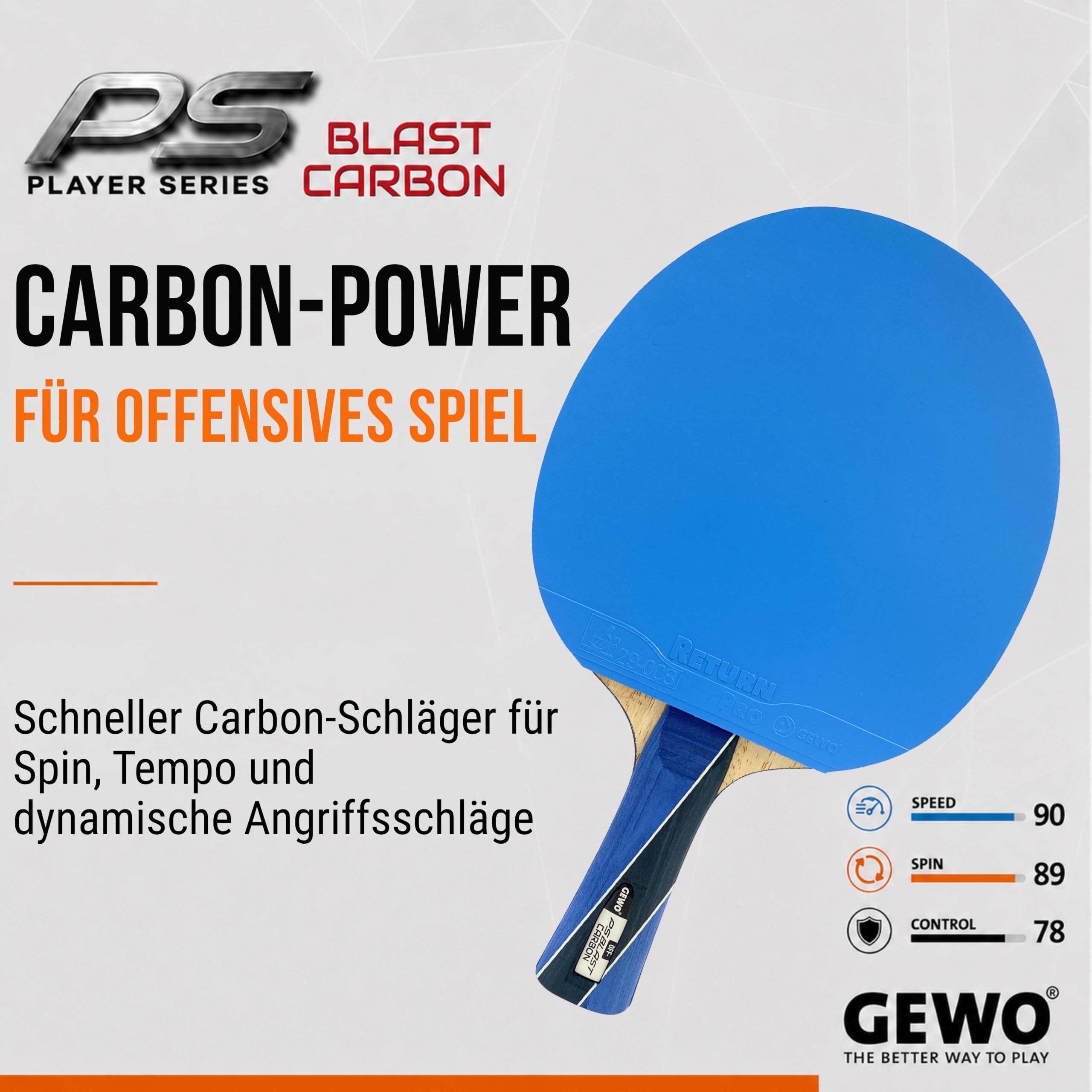 GEWO Player PS Blast Carbon Tischtennisschläger offensiv konkav